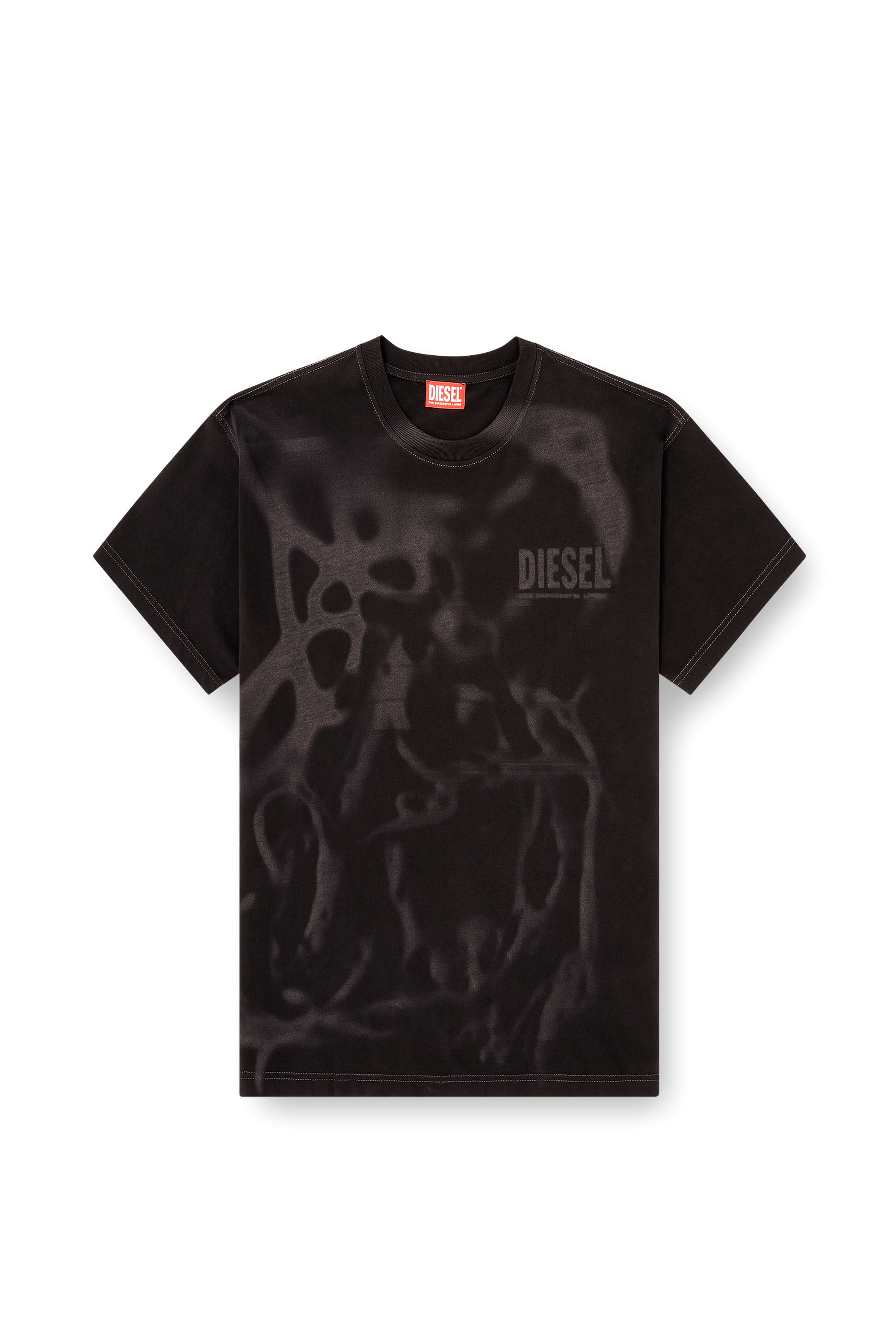 Men's Cotton T-shirt with laser print | Black | Diesel CZ