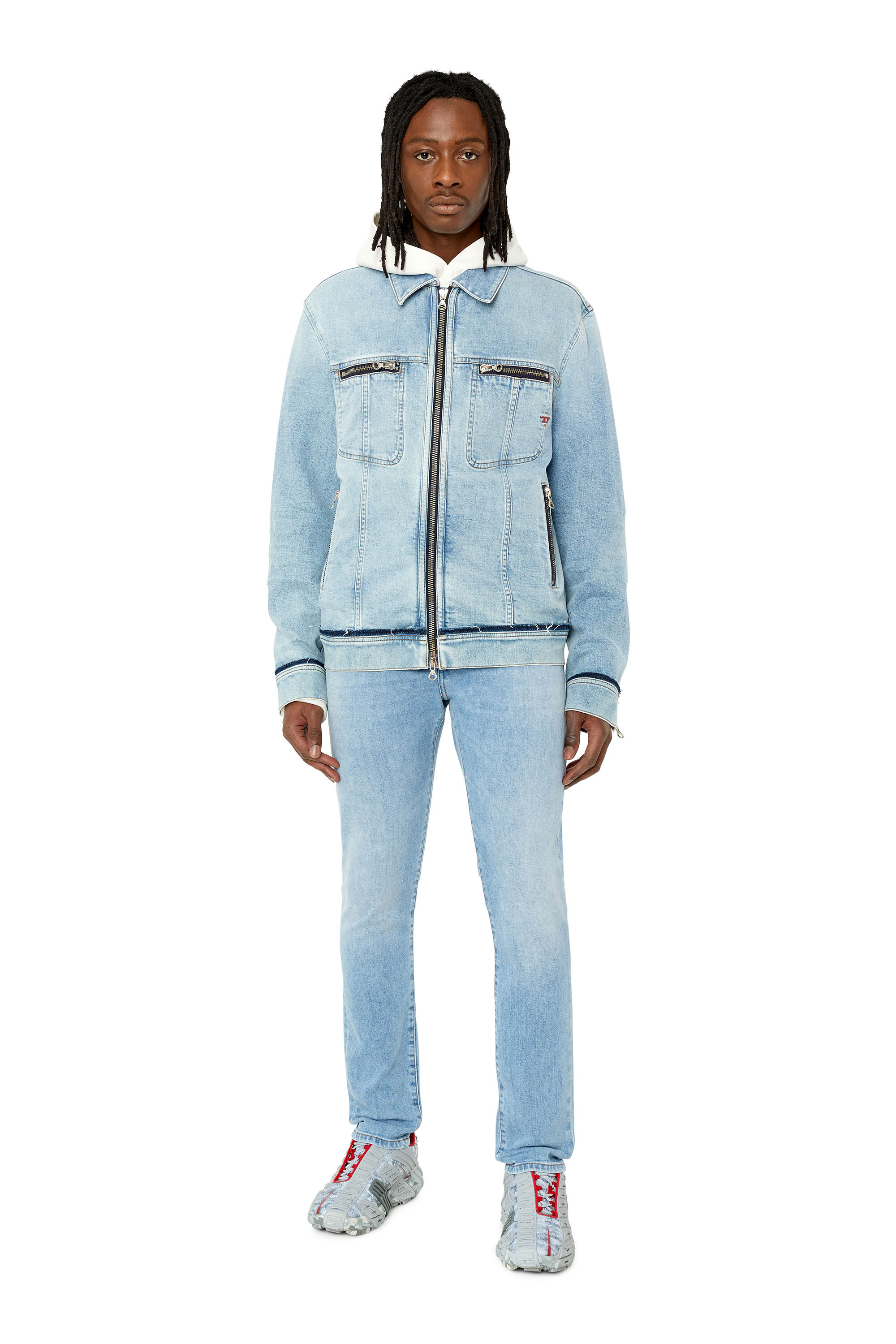 Diesel - 2019 D-Strukt 09F41 Slim Jeans, Light Blue - Image 1