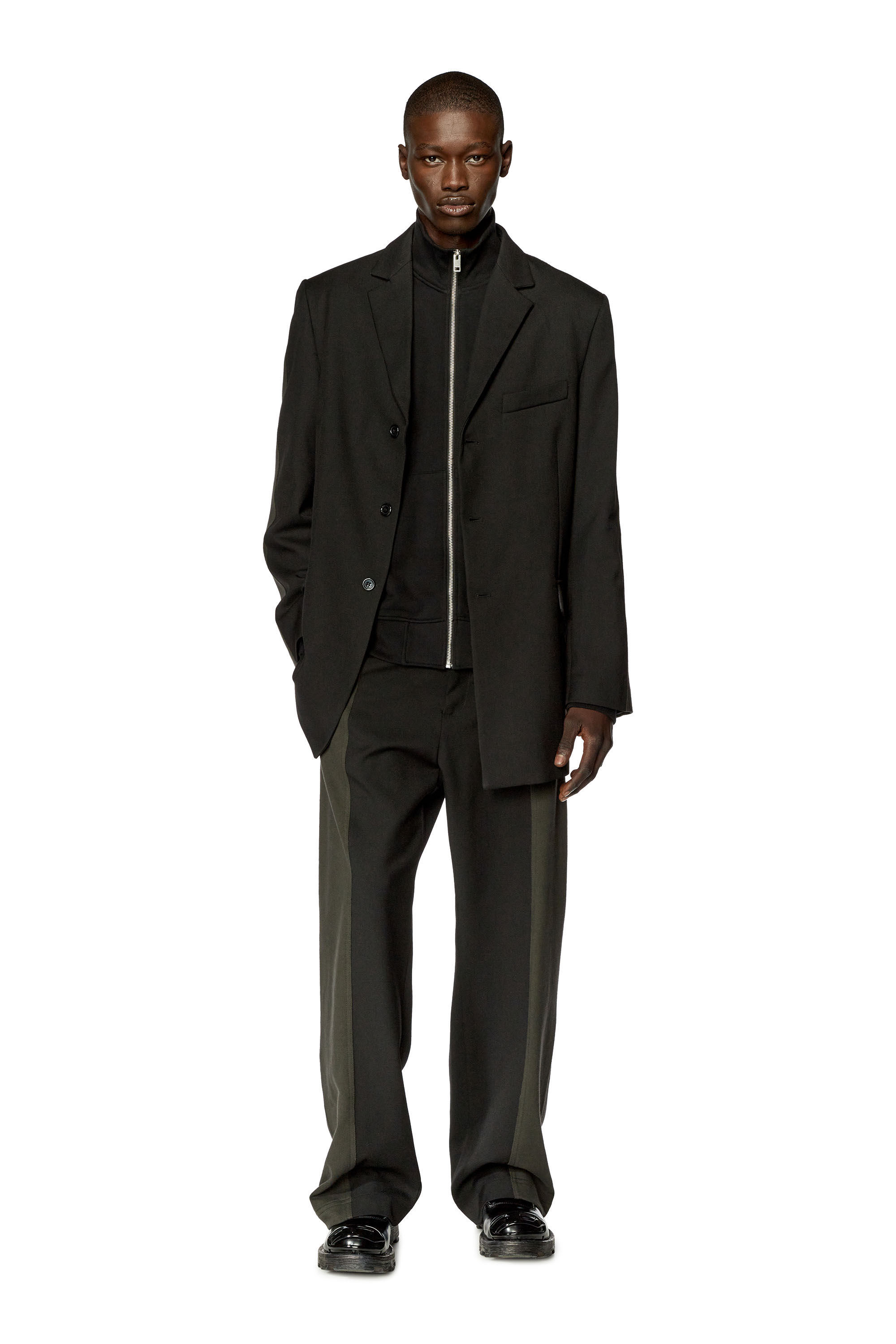 Tailored jacket in wool and fleece