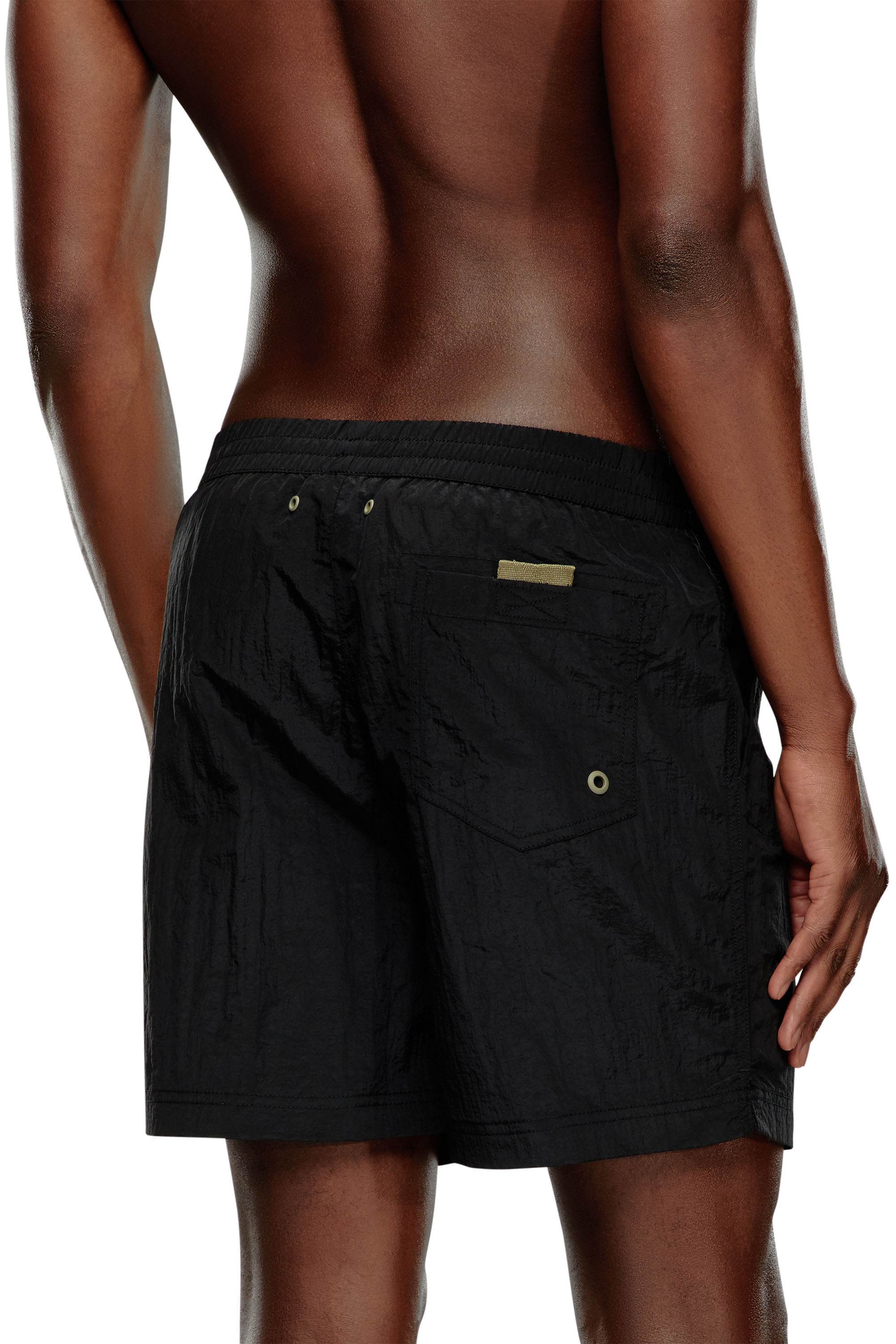 Diesel - BMBX-RIO-41CM-PARACHUTE, Man Board shorts in crinkled fabric in Black - Image 4