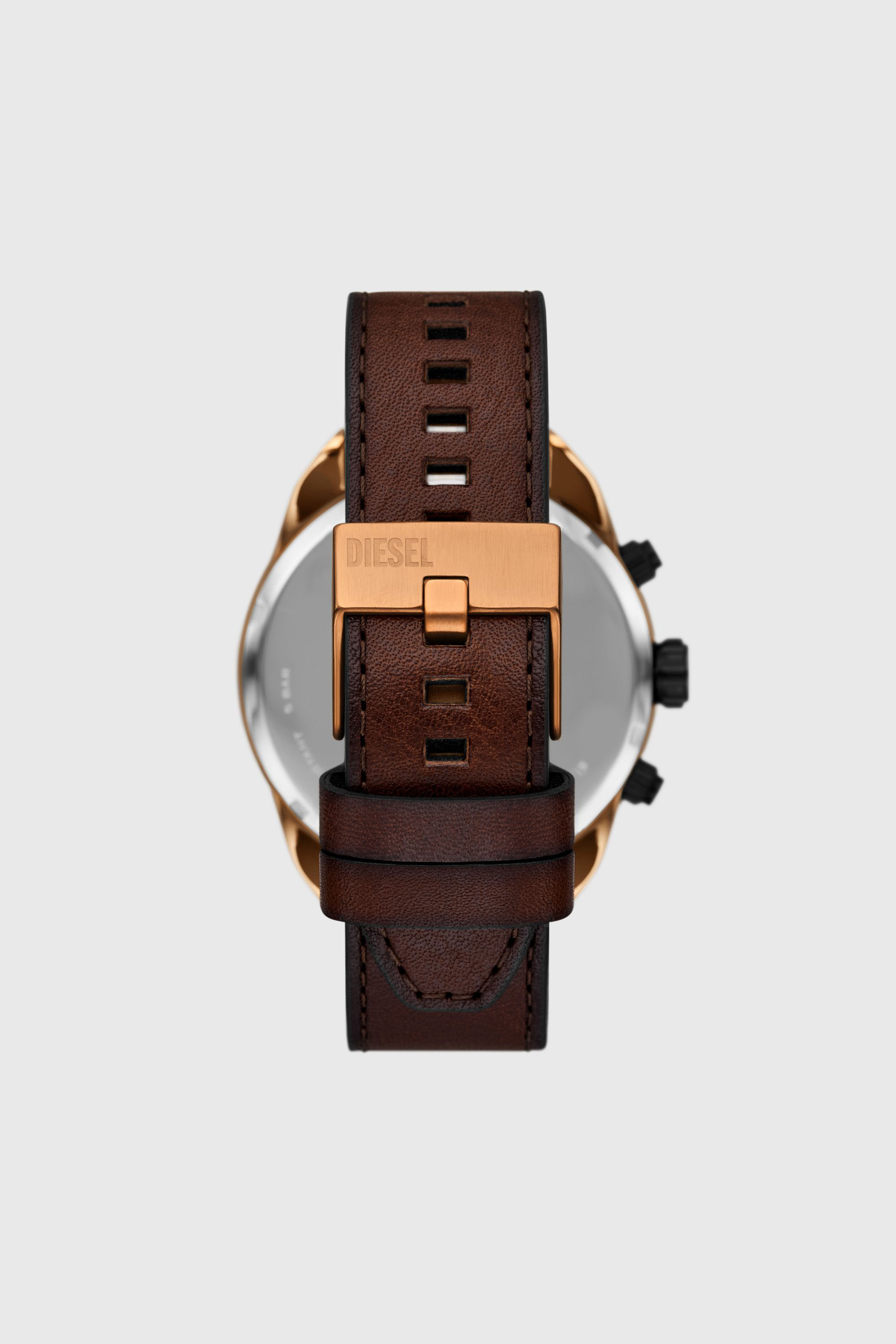 Diesel - DZ4698 WATCH, Man's Spiked brown leather watch in Brown - 2