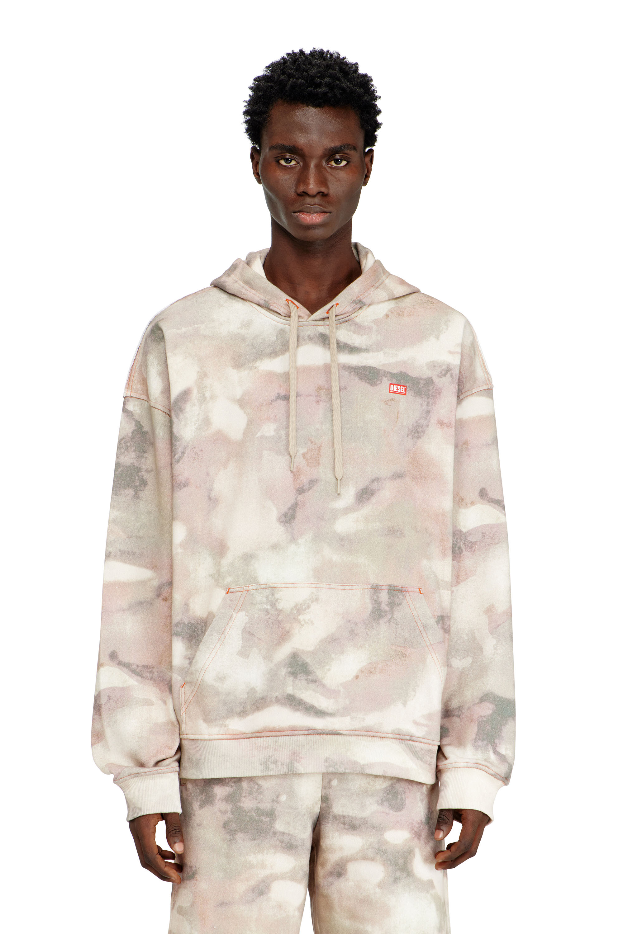 Diesel - S-BOXT-HOOD-V1, Man's Hoodie in camouflage-print organic cotton in Beige - 3
