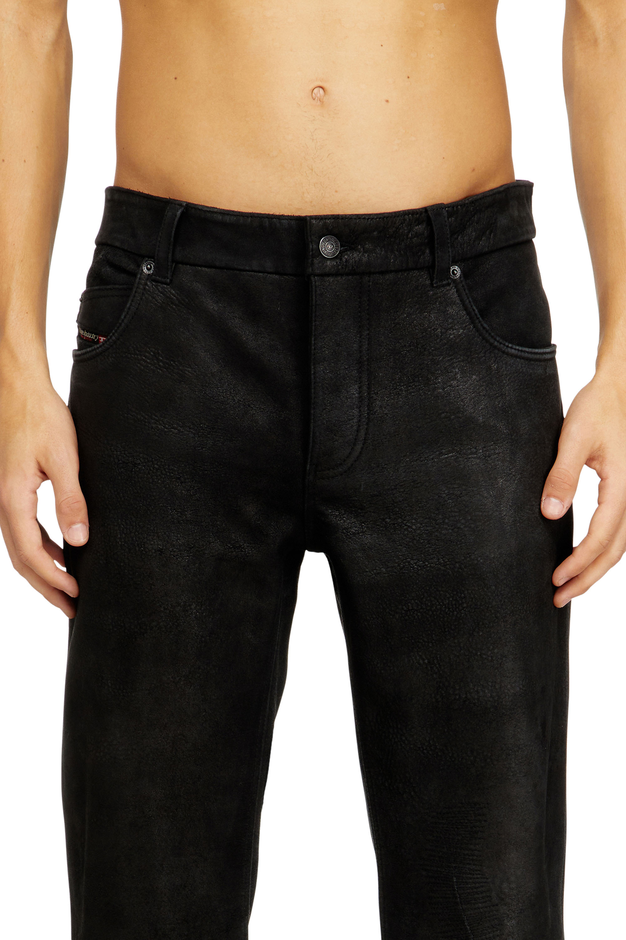 Diesel - P-VYLL-DMBI, Man's Jean-cut leather pants in Black - 5