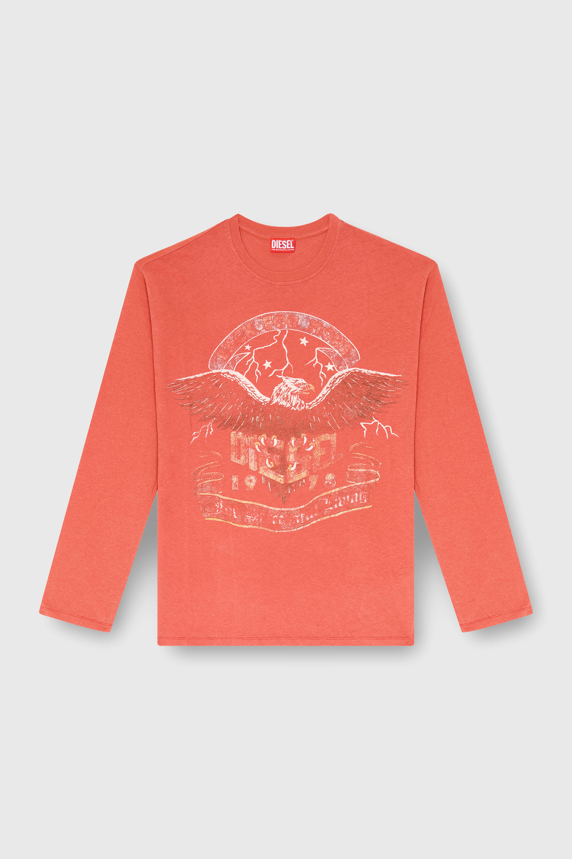 Diesel - T-GERI-LS, Man's Long-sleeve T-shirt with concert graphics in Coral Rose - 2