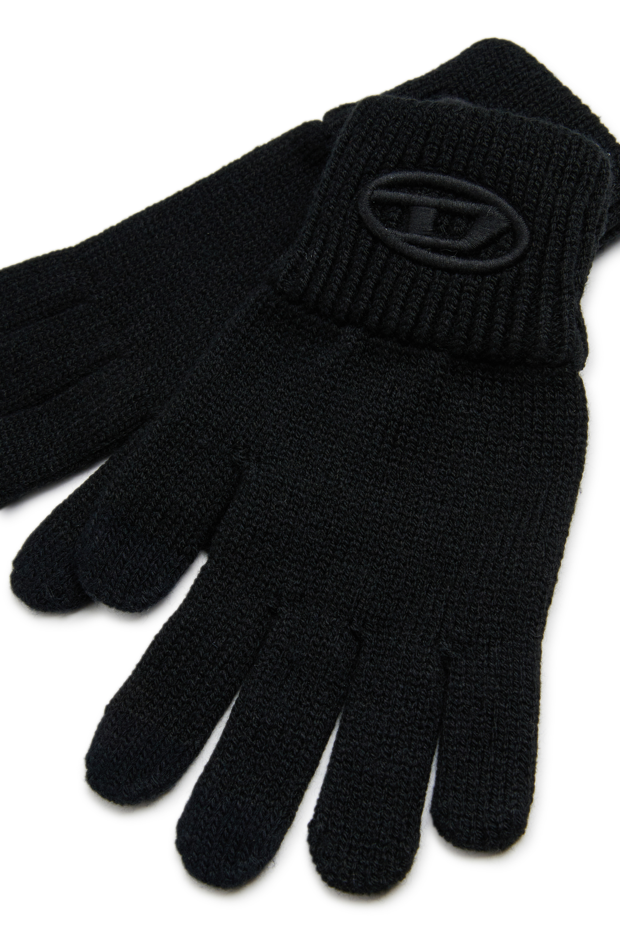 Diesel - NUTTI, Unisex's Wool gloves with Oval D logo in Black - 2