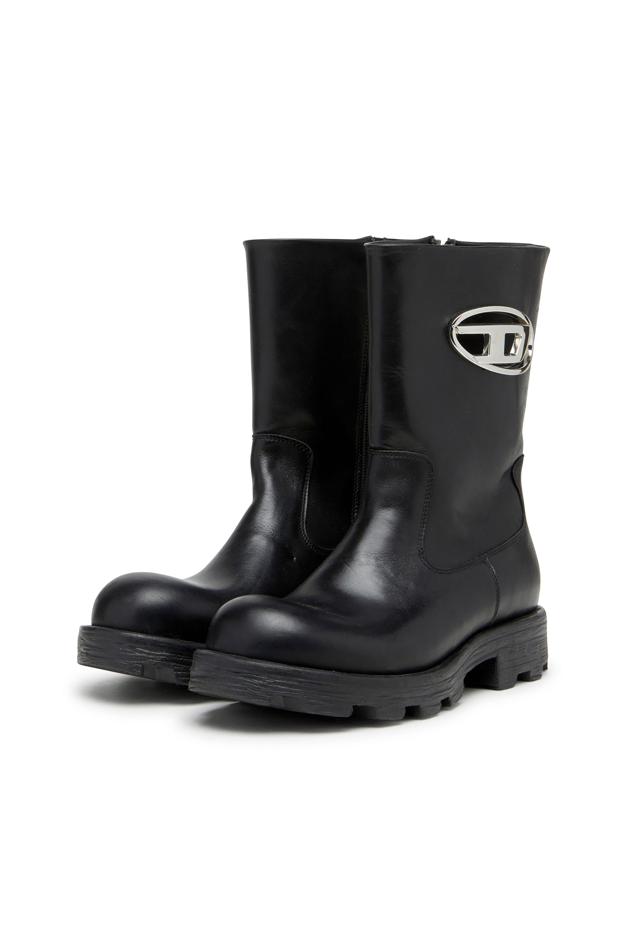 Diesel - D-HAMMER BKR D W, Woman's D-Hammer-Cut-out leather boots with logo hardware in Black - 7