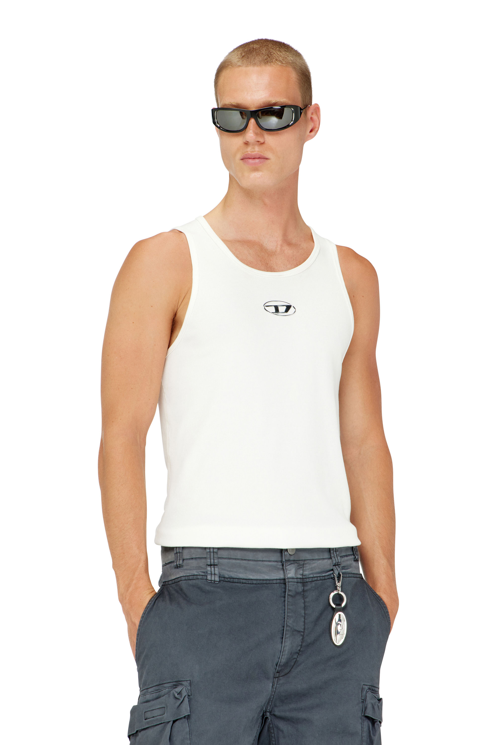 Diesel - T-LIFTY-IOD, Man's Cotton tank top with logo in White - 3