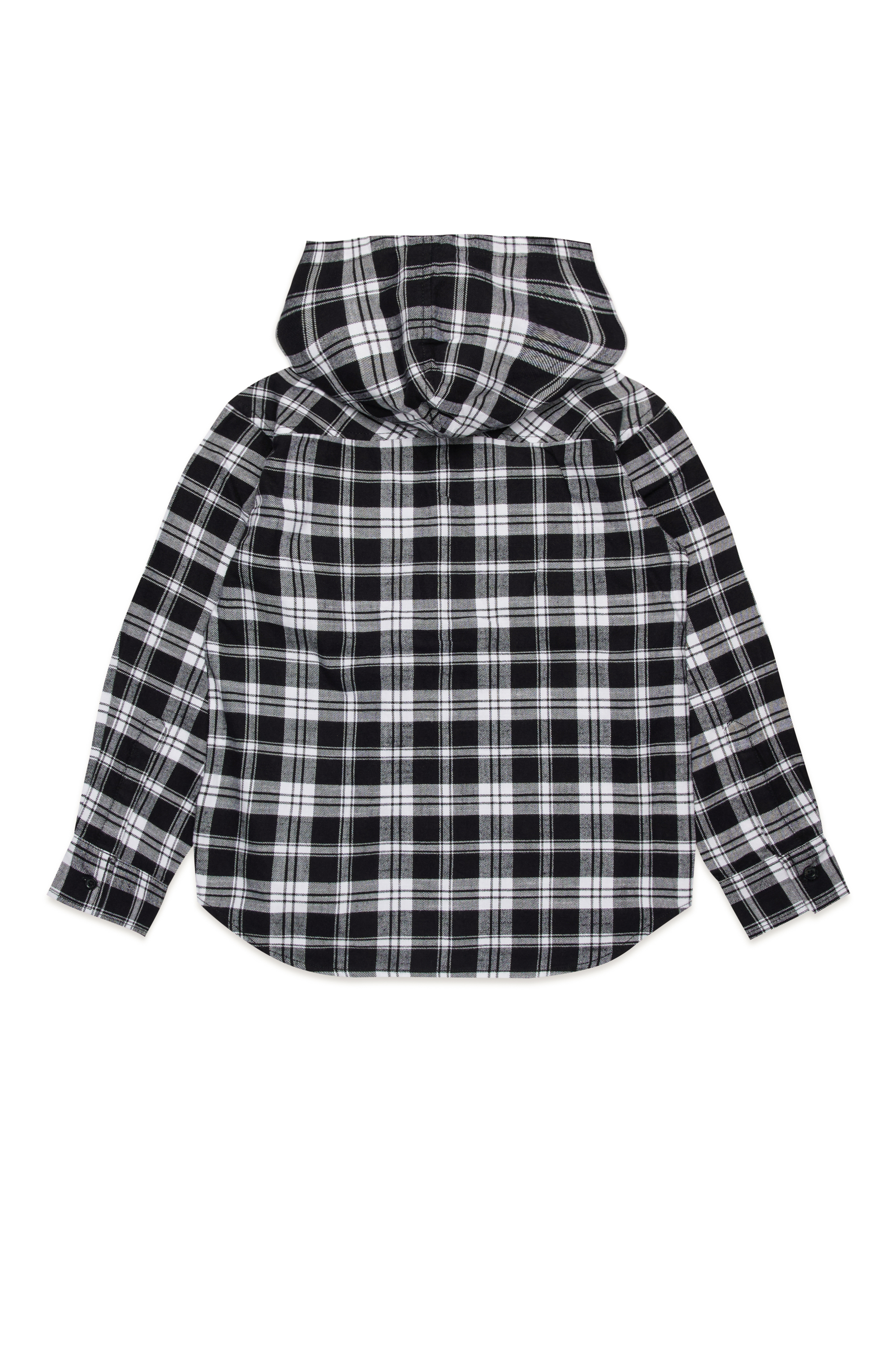 Diesel - CSDEWNYHOOD OVER, Man's Hooded shirt in check flannel in Black/White - 2