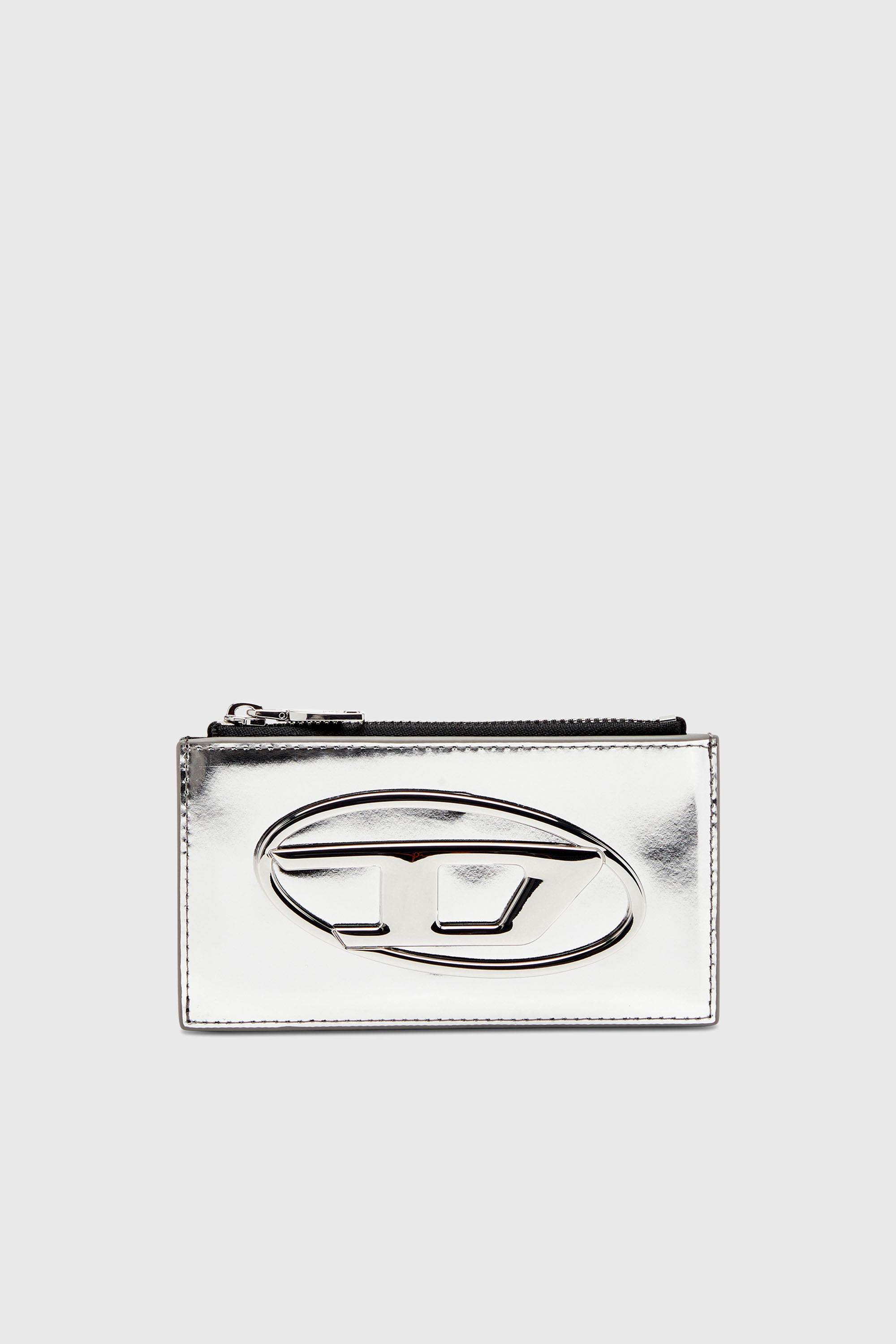 Diesel - 1DR CARD HOLDER III, Woman's Card holder in mirror leather in Silver - 1