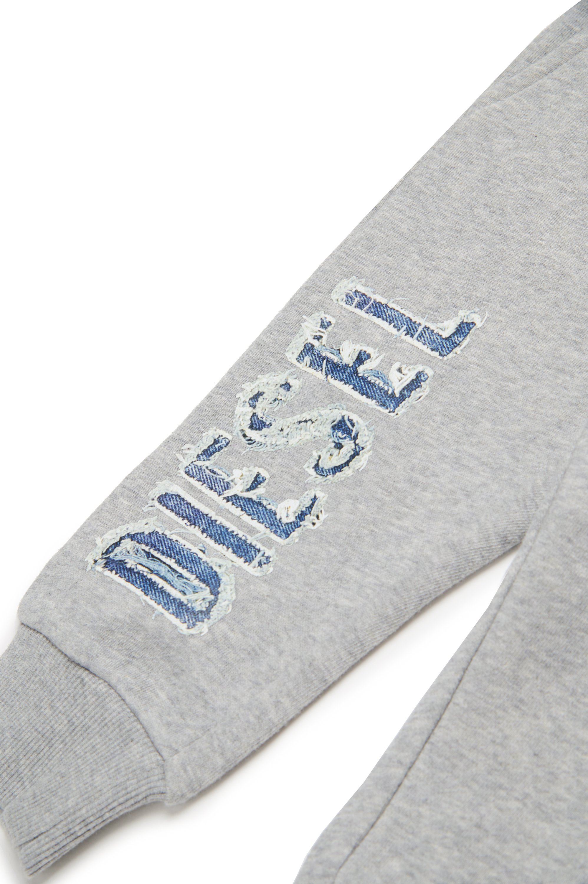 Diesel - PGIBBIB, Man's Sweatpants with frayed denim logo in Grey - 4