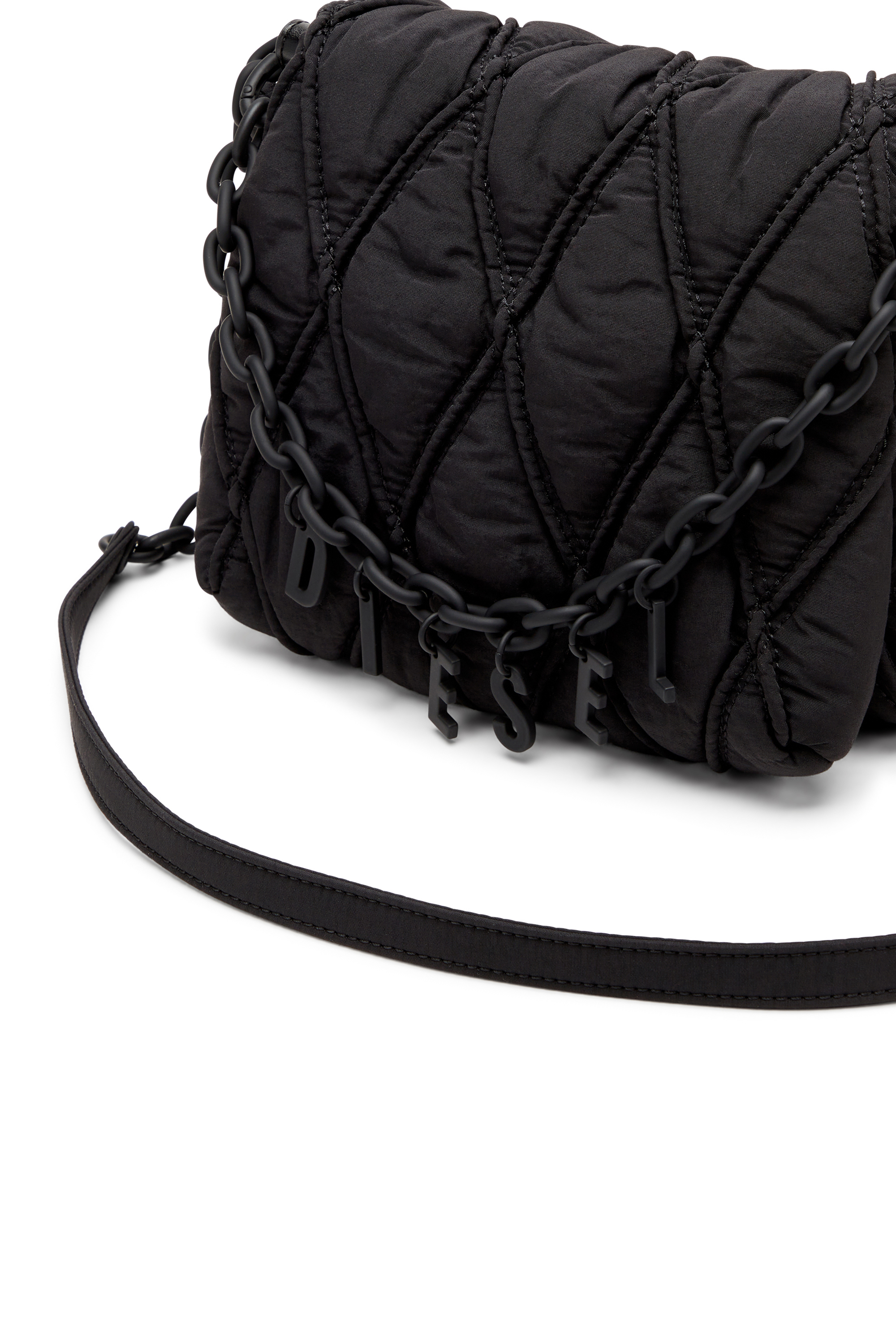 Diesel - CHARM-D SHOULDER S, Woman's Charm-D S-Small shoulder bag in quilted nylon in Black - 5