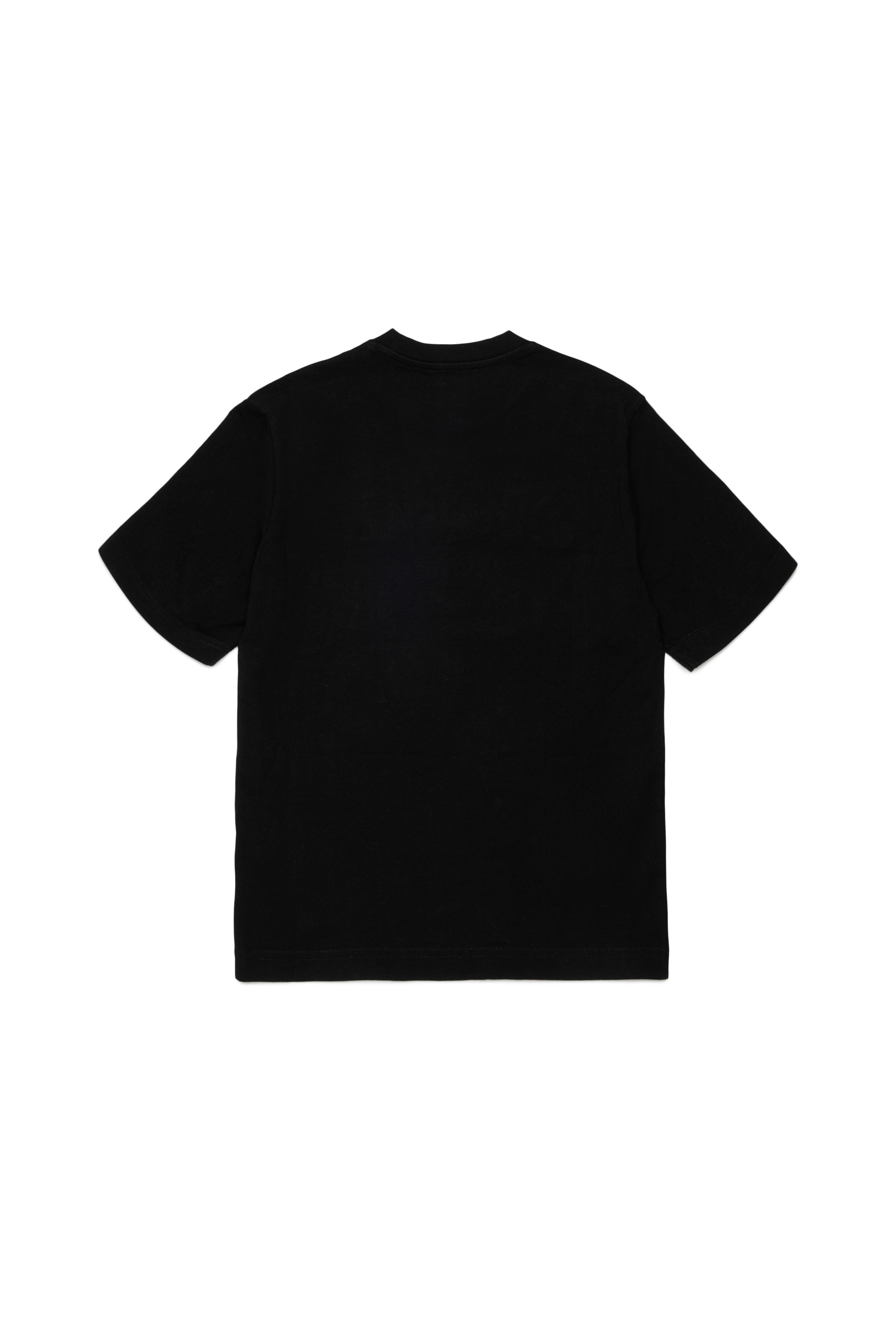 Diesel - TJEANS OVER, Man's Cotton T-shirt with frayed-effect logo in Black - 2
