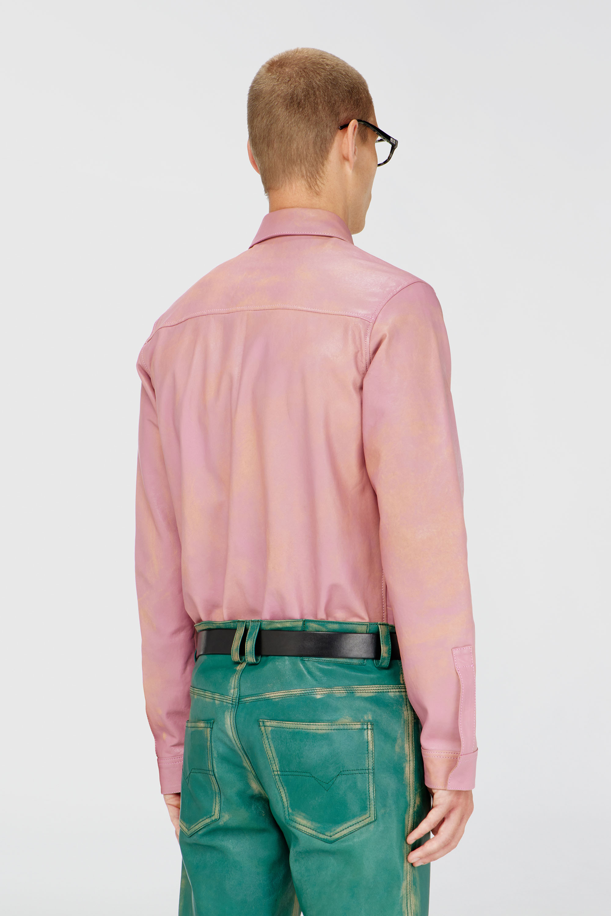 Diesel - S-CIRT, Man's Shirt in treated leather in Pink - 4
