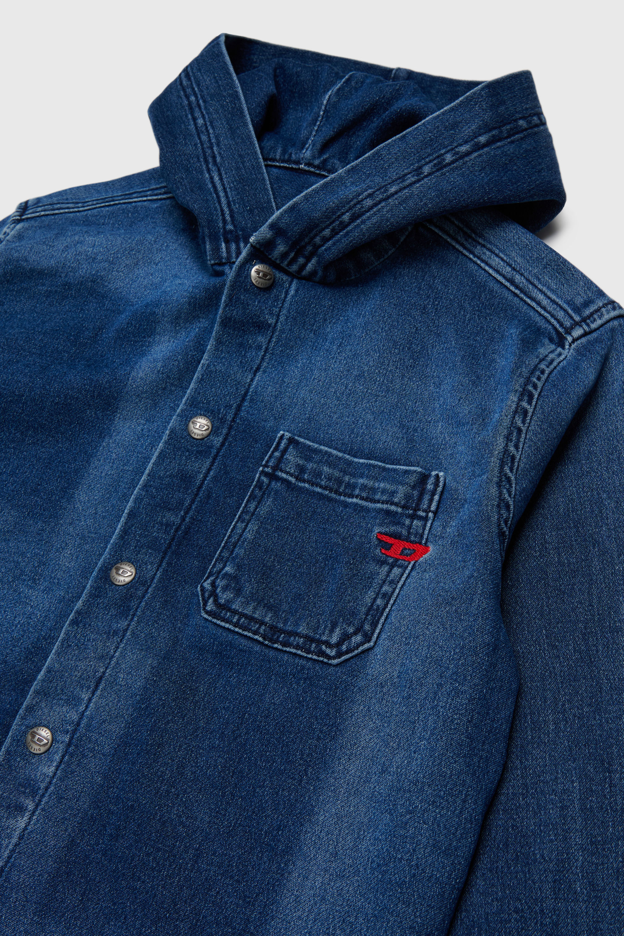 Diesel - CAMPS-OVER JJJ, Man's Hooded shirt in shadow-effect JoggJeans in Dark Blue - 3