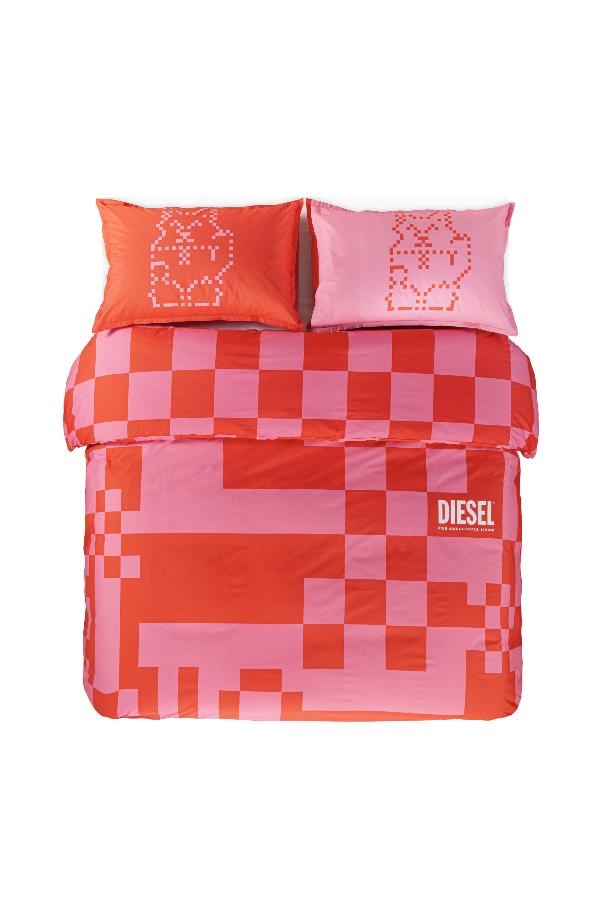 Diesel - 1018118  PIXEL DUCKS PINK/RED PERCALE DU, Unisex's Percale duvet cover set for queen size bed in Red - 1