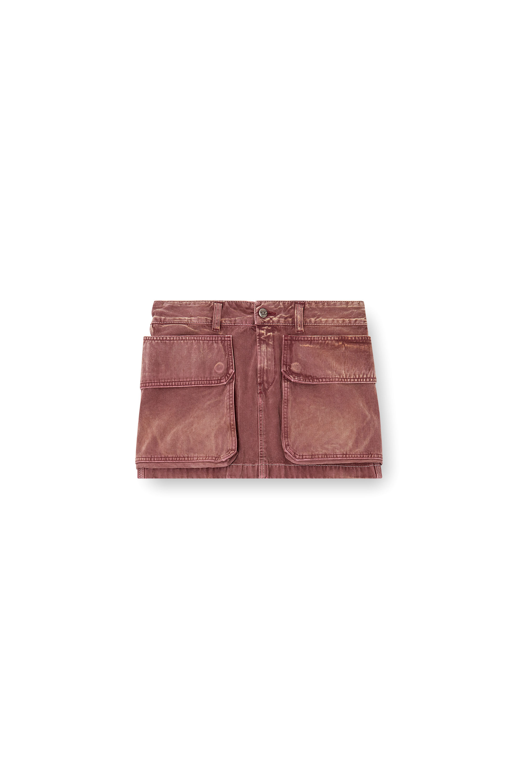 DE-TON, Brown Diesel - DE-TON, Woman's Denim miniskirt with patch pockets in Brown - 2
