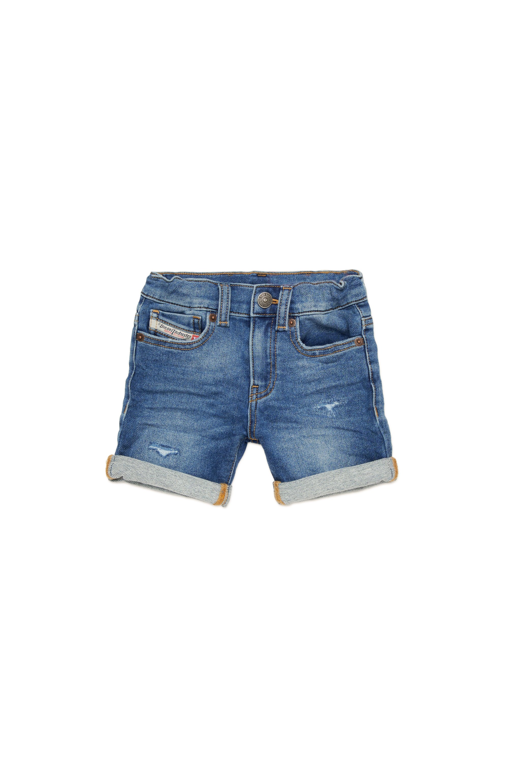 Diesel - PGALLYB JJJ, Unisex's Lived-in JoggJeans shorts with turn-ups in Medium blue - 1