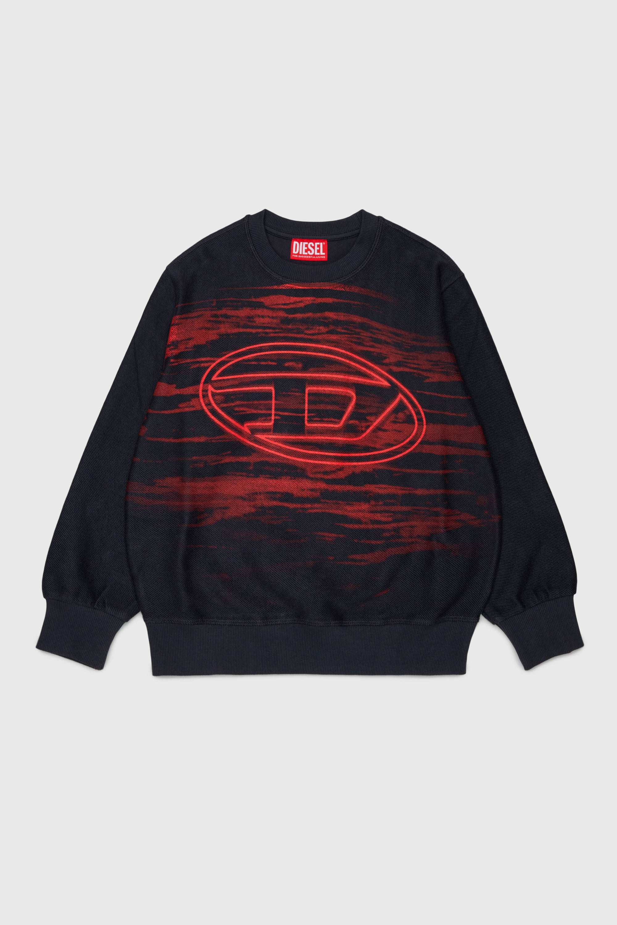 Diesel - SFRIT OVER, Man's Sweatshirt with streaks and Oval D logo in Black - 1