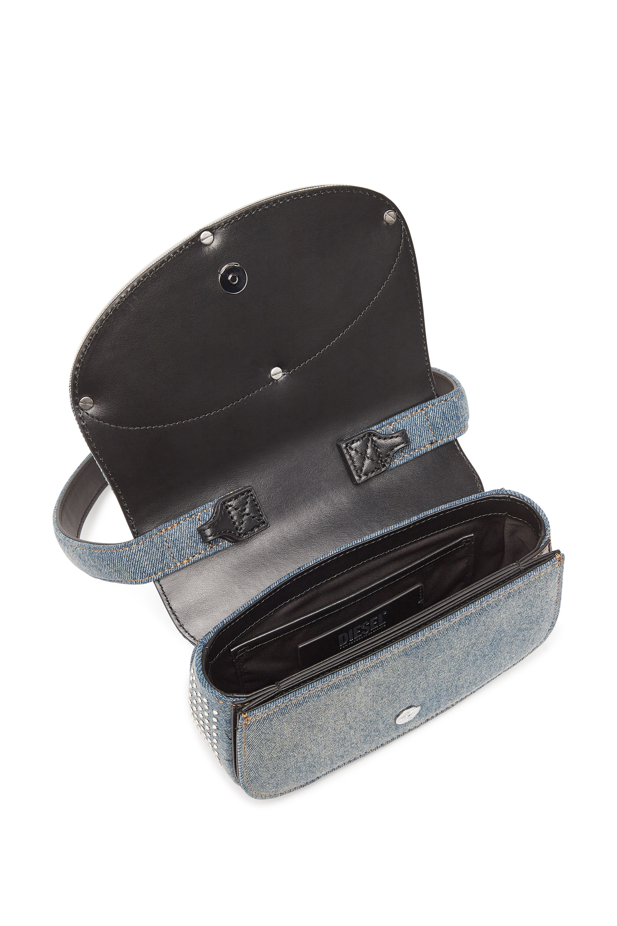 Diesel - 1DR, Woman's 1DR - Iconic shoulder bag in denim and crystals in Light Blue - 4