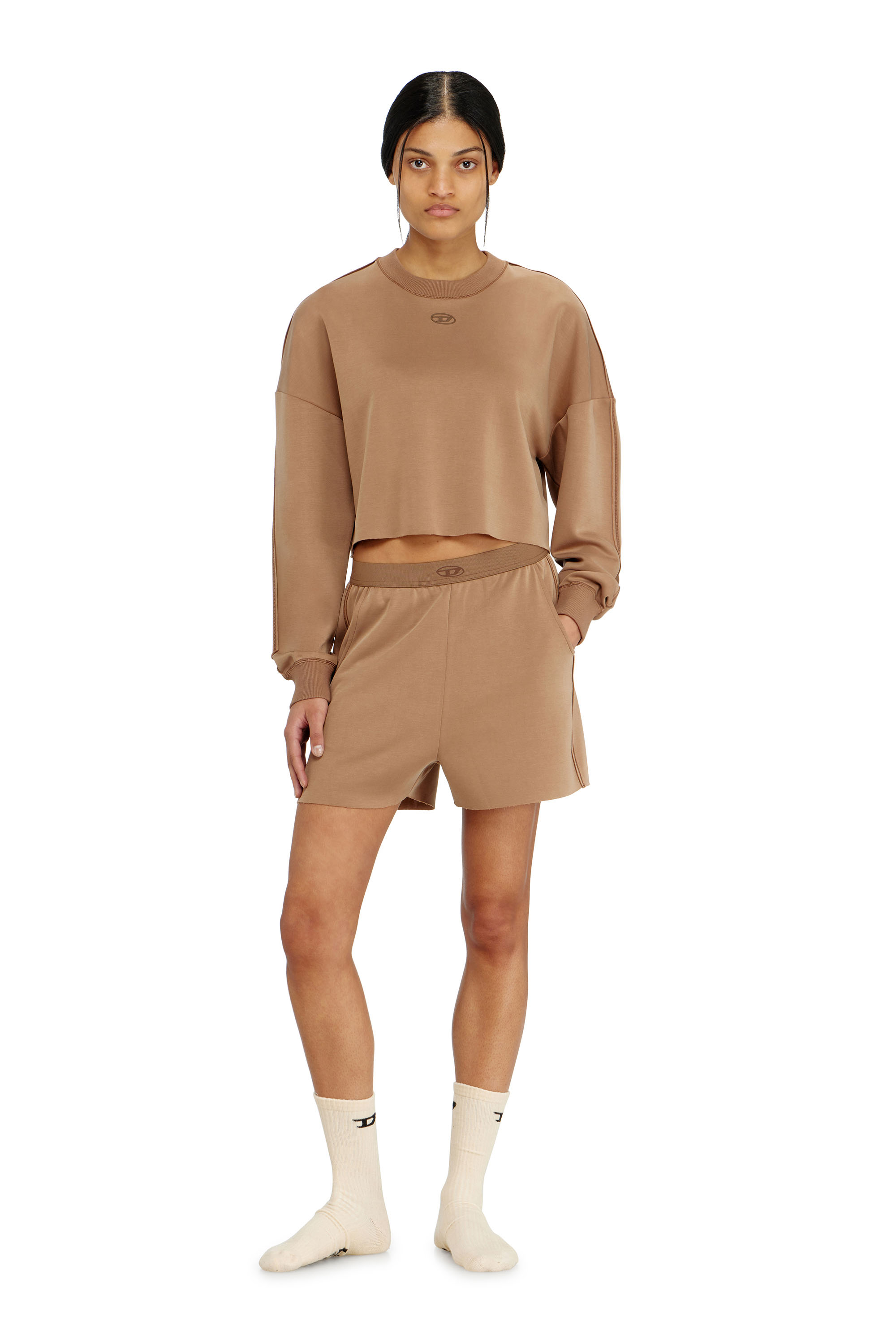 Diesel - BLAKE-UTLT, Woman's Crop top in light stretch scuba in Brown - 1