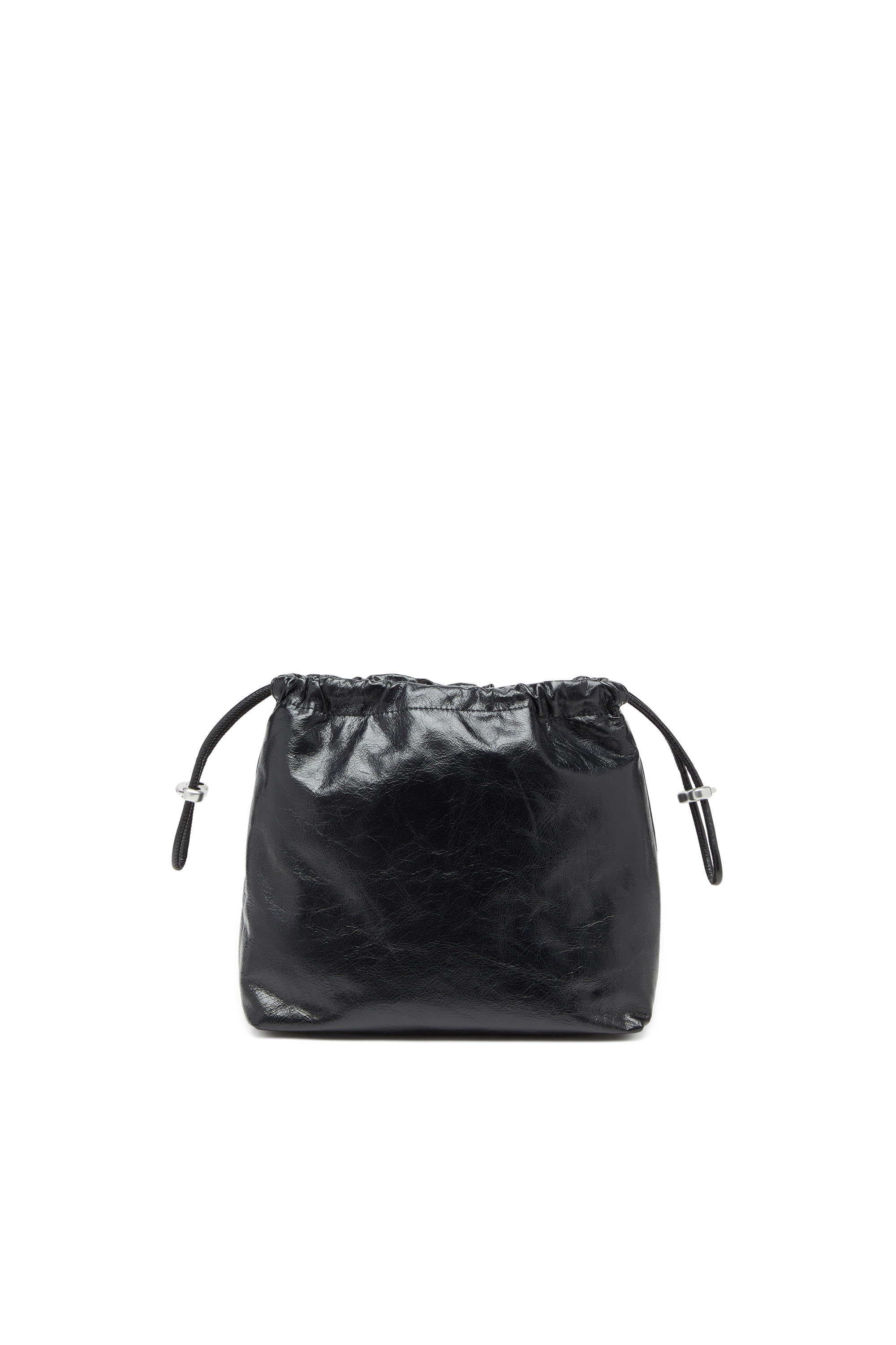 Diesel - SCRUNCH-D BUCKET, Woman's Scrunch-D-Bucket bag in shiny wrinkled leather in Black - 3