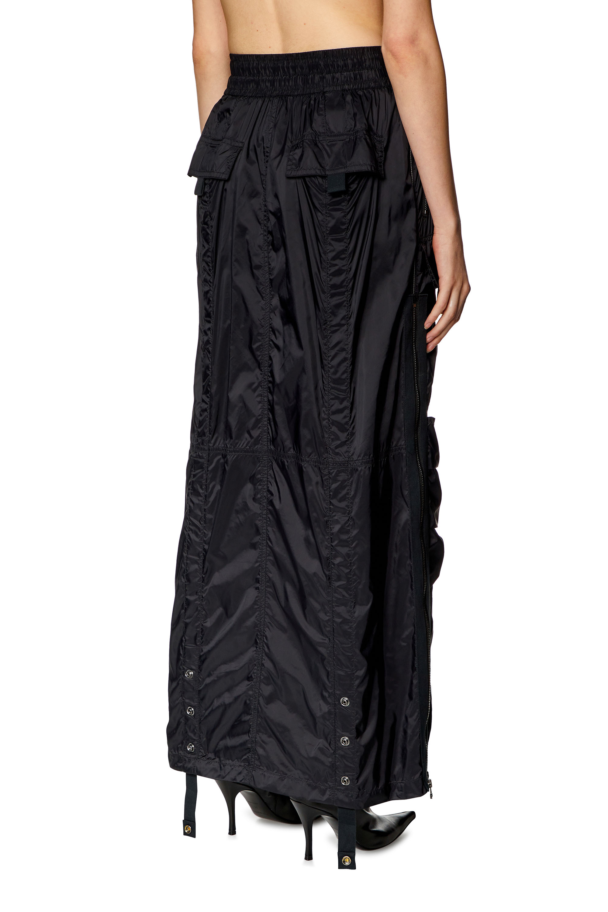 Diesel - O-CREP, Woman Long skirt with cargo pockets in Black - Image 4