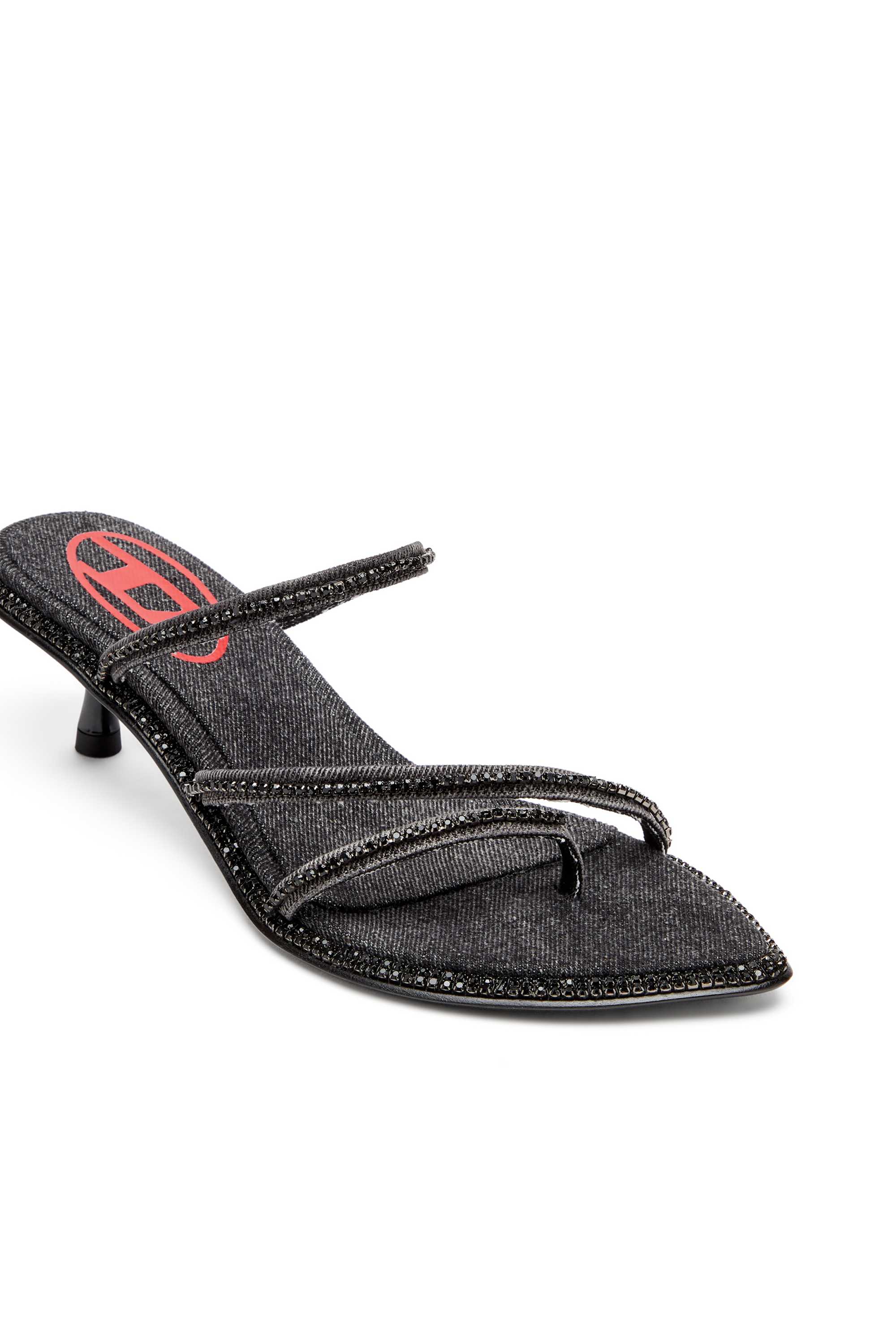 D-HAVANNA KITTIE, Black Diesel - D-HAVANNA KITTIE, Woman's D-Havanna-Kitten-heel mules in crystal denim in Black - 4