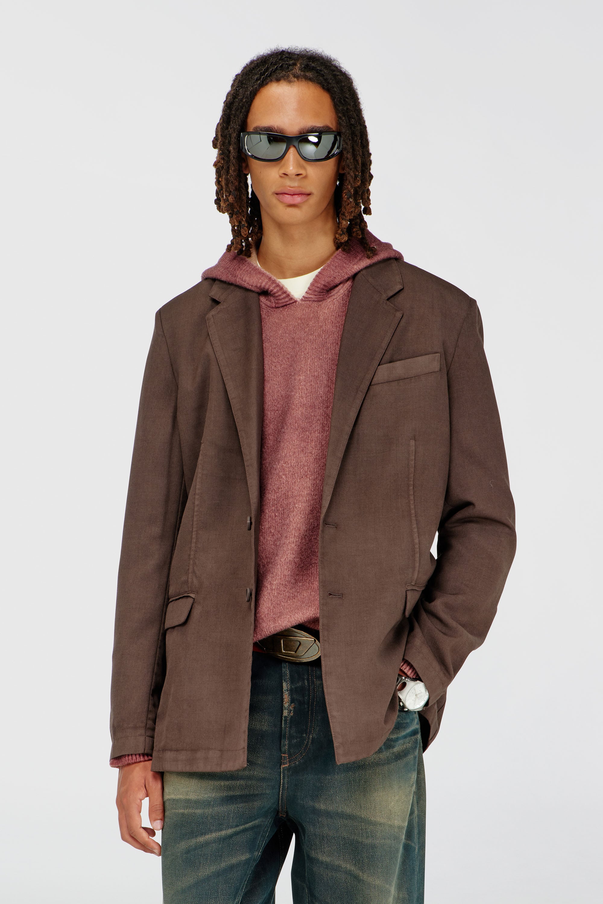 Diesel - J-CREED-AECB, Man's Blazer in stretch wool in Brown - 3