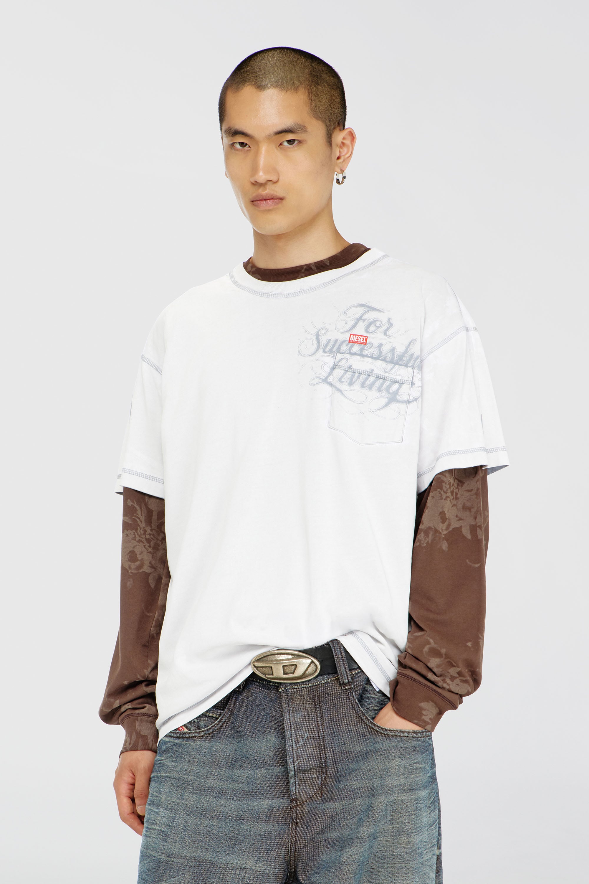 Diesel - T-NORM-POCKET-AA1, Man's T-shirt with chest pocket and graphic print in White - 1