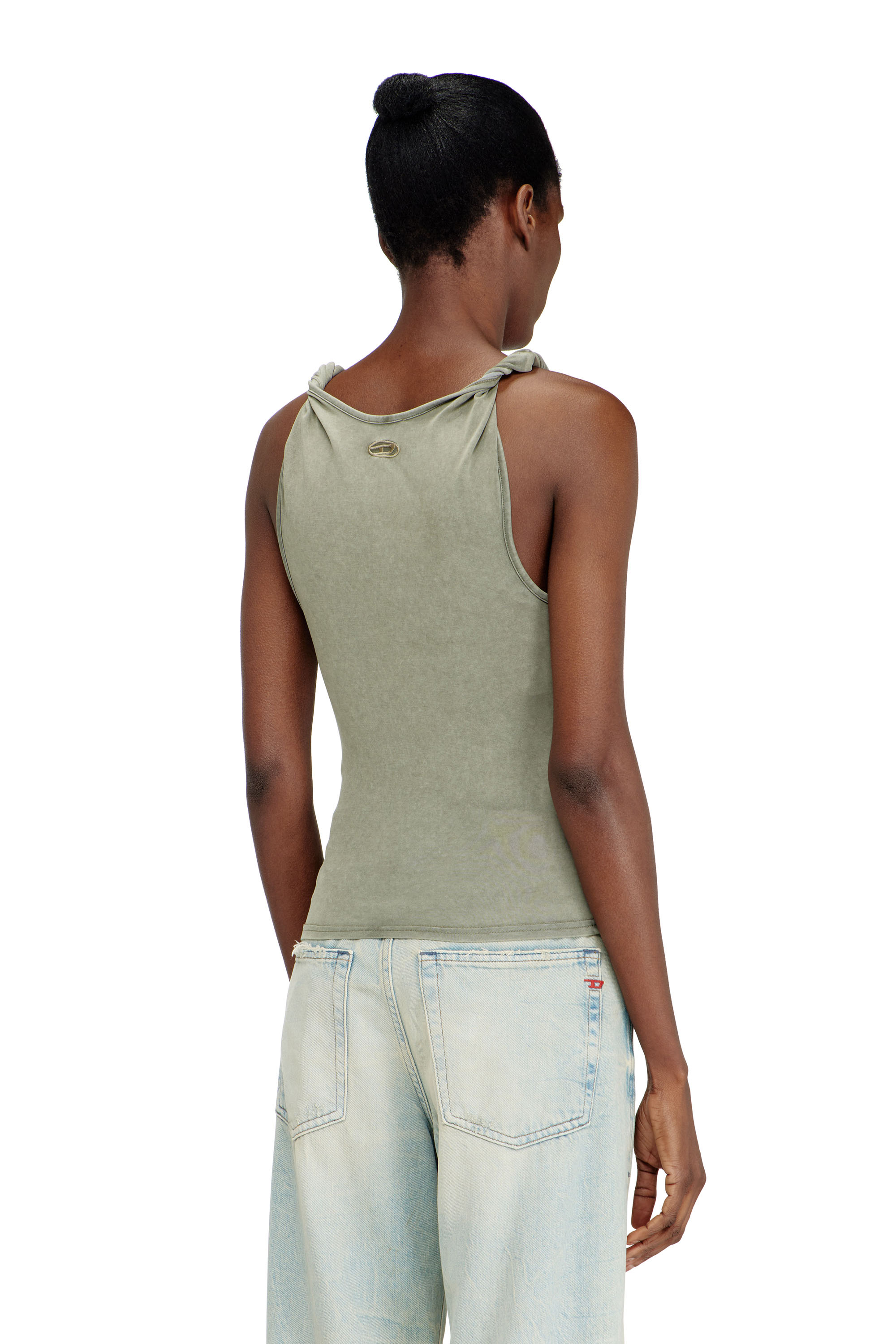 Diesel - T-TWY-S1, Woman's Tank top with twisted straps in Green - 4