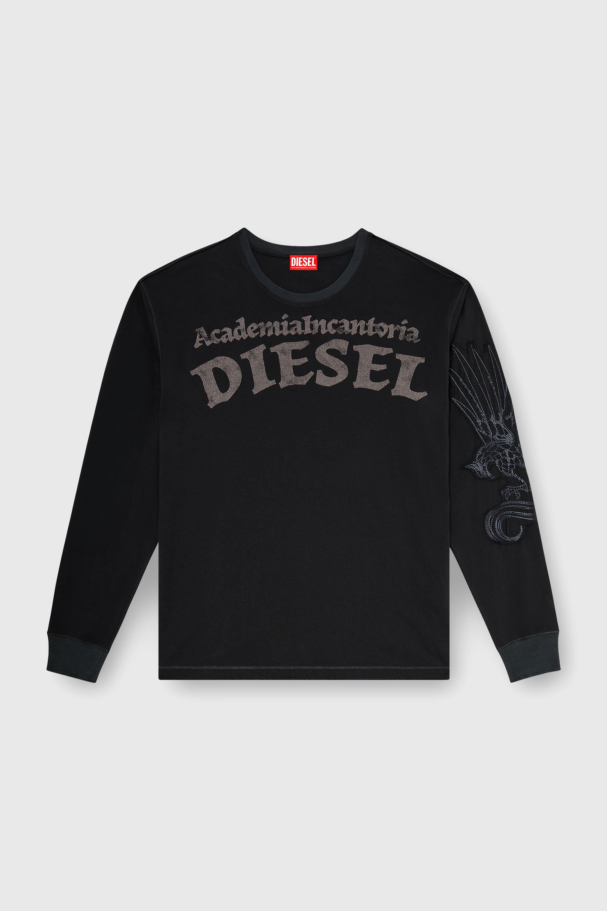 Diesel - T-NORM-LS-AA3, Man's Long-sleeve T-shirt with prints and patches in Black - 2