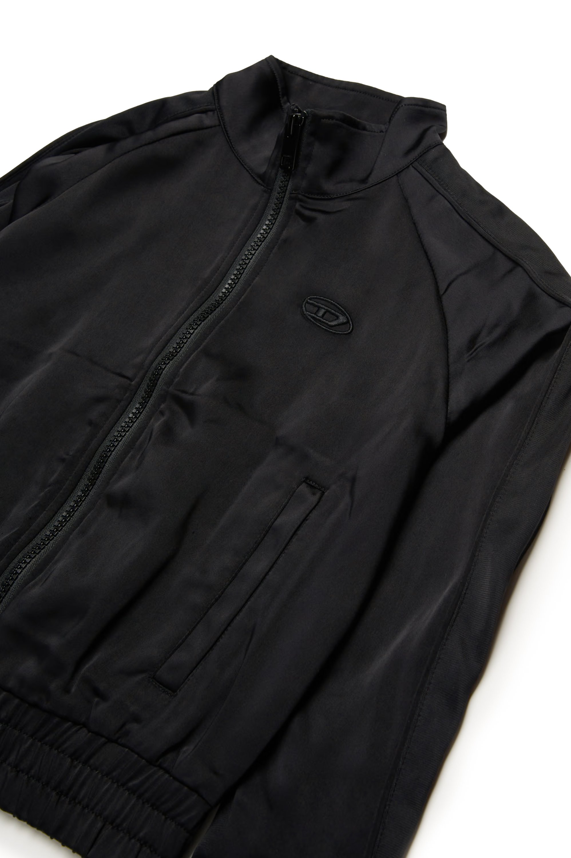 Diesel - SGLORIOUS, Woman's Track jacket in satin and tech jersey in Black - 3