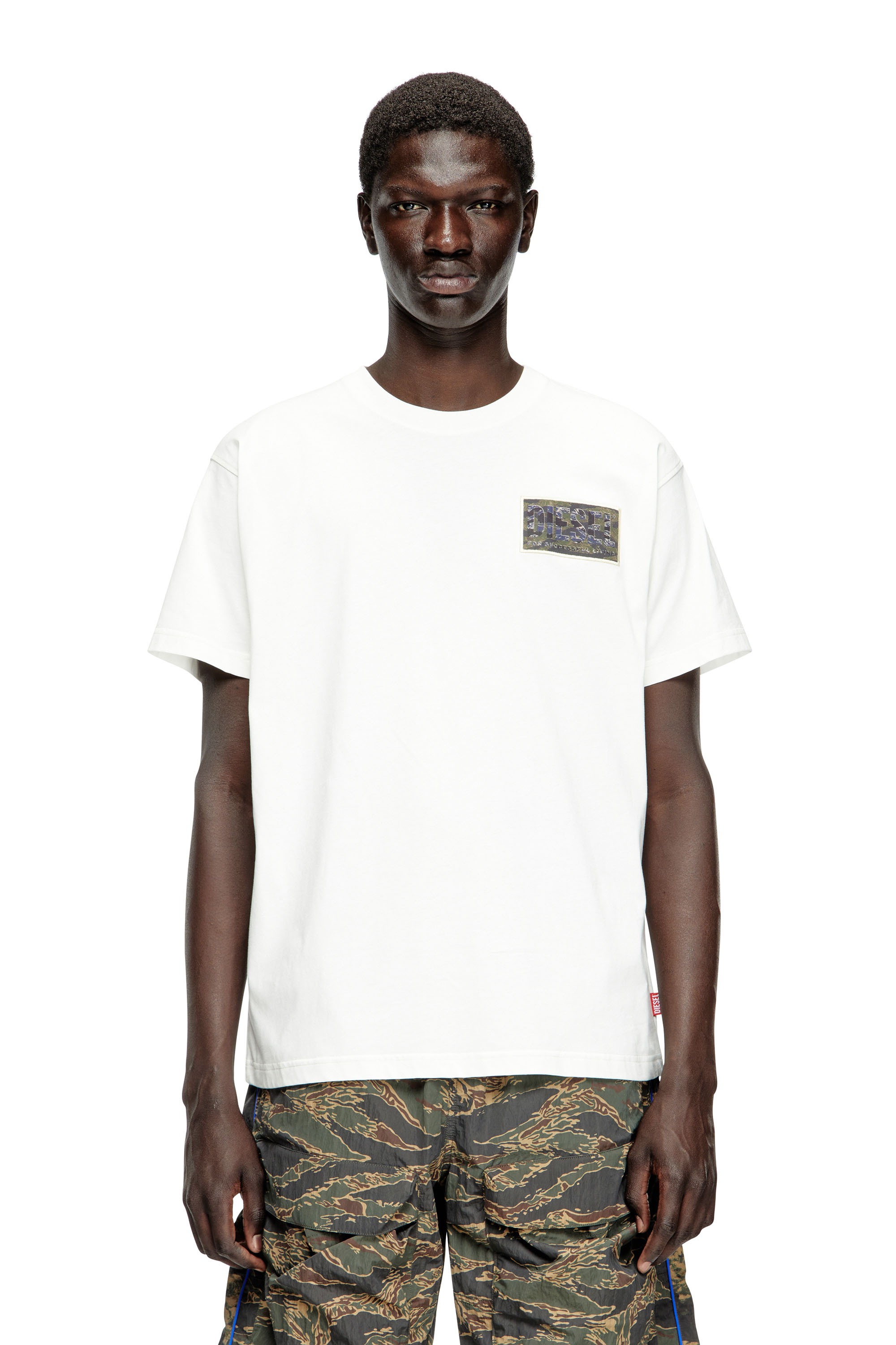Diesel - T-NORM-T3, Man's T-shirt with camo logo patch in null - 1