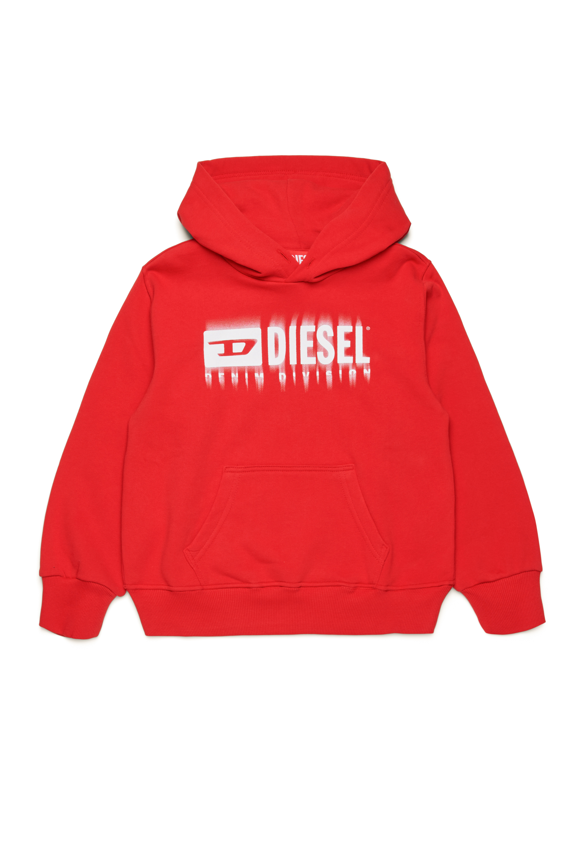 Diesel - SGINNHOODL5 OVER, Man Hoodie with smudged logo in Red - Image 1
