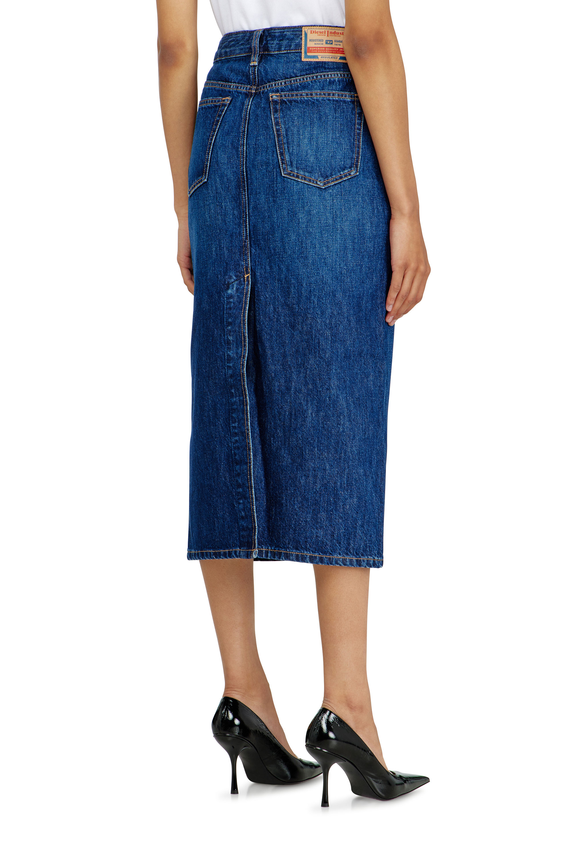 Diesel - DE-SKYE-D, Woman's Denim midi skirt in Medium blue - 3
