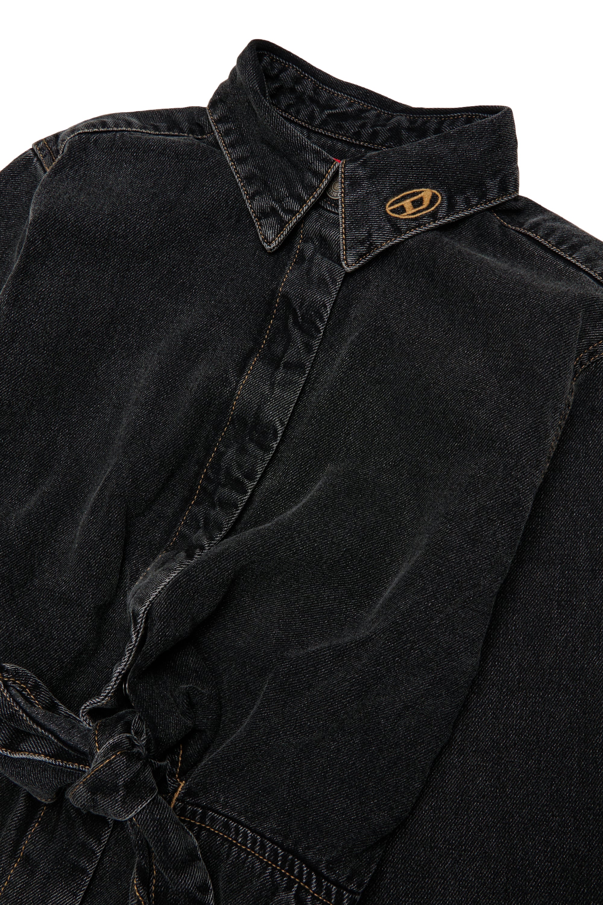 Diesel - DESUSY, Woman's Denim shirt dress with tie-knot waist in Black/Dark grey - 3