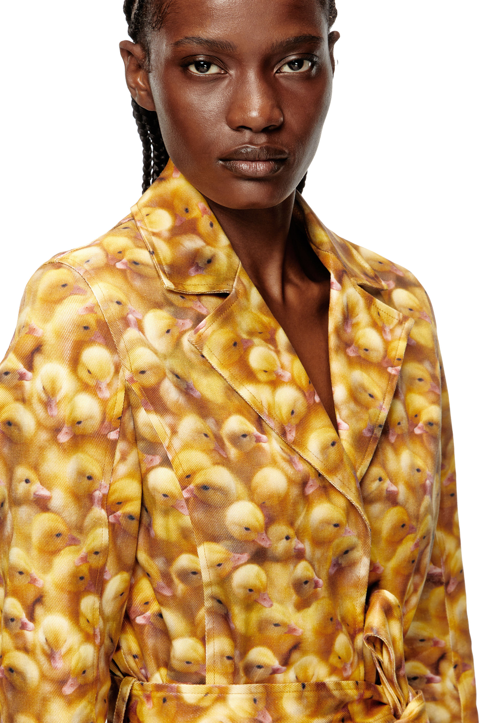 G-OJI, Yellow Diesel - G-OJI, Woman's Trench coat with duck print in Yellow - 5