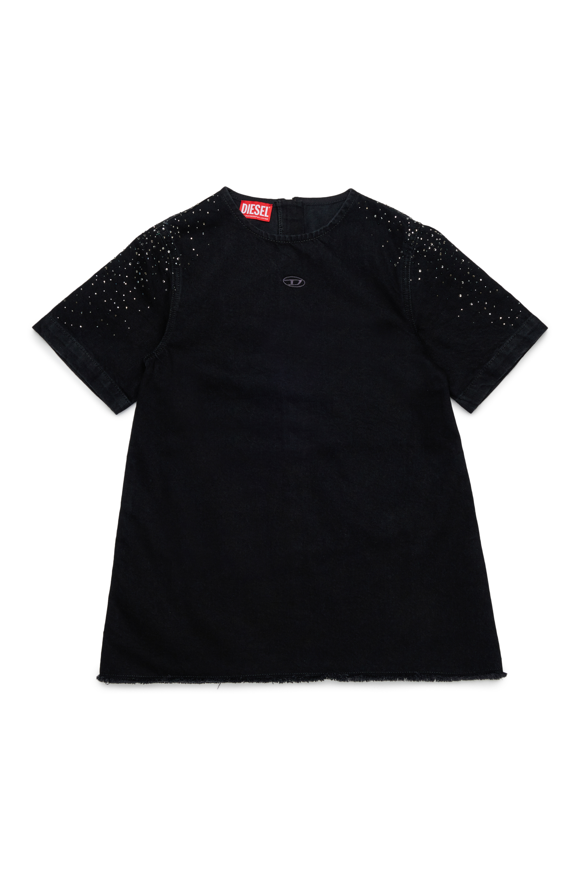 Diesel - DILBY, Woman's Rhinestone-embellished T-shirt dress in Black/Dark grey - 1
