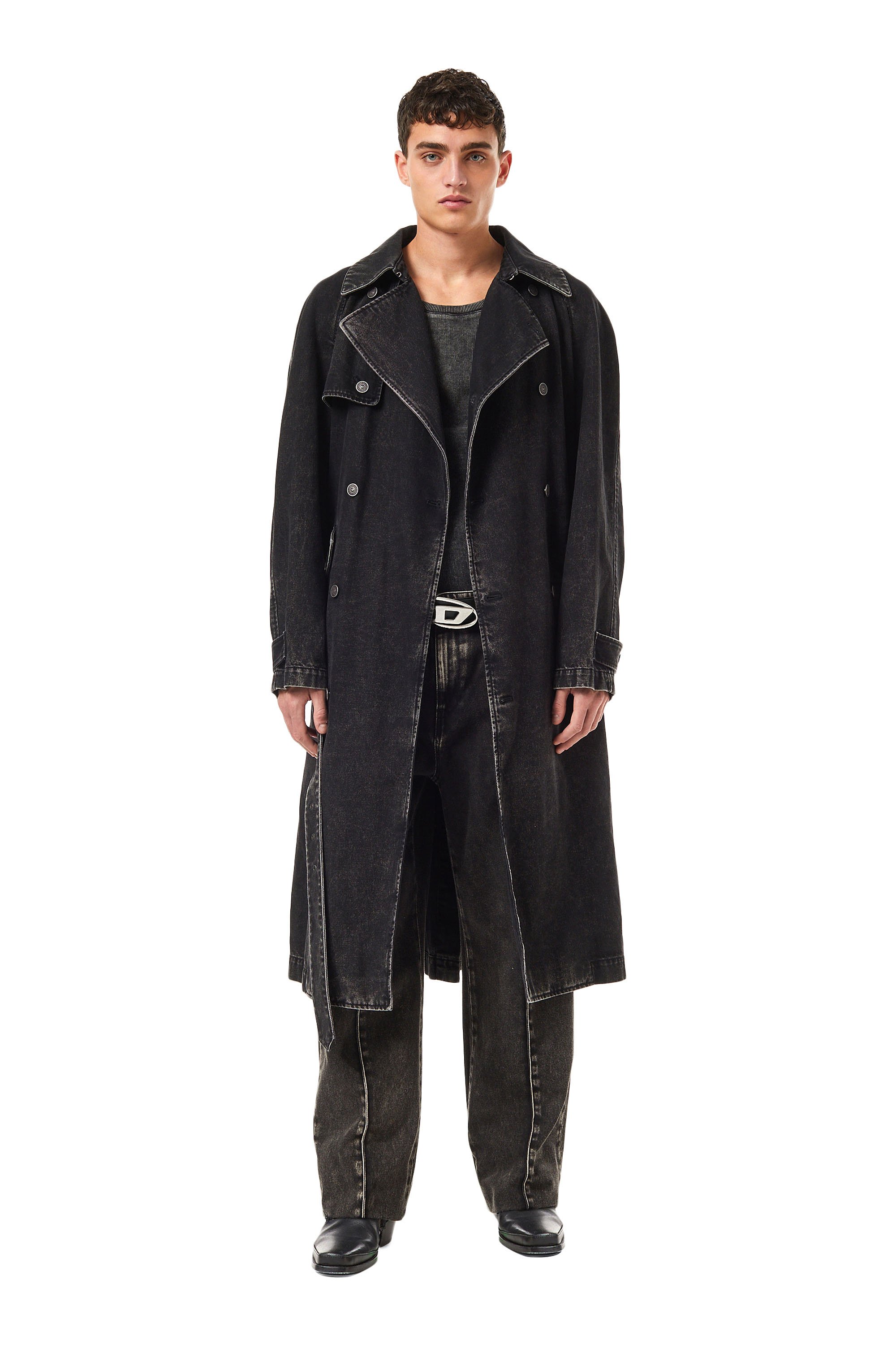 Diesel - D-DELIRIOUS DOUBLE BREASTED TRENCH COAT, Black/Dark grey - Image 5