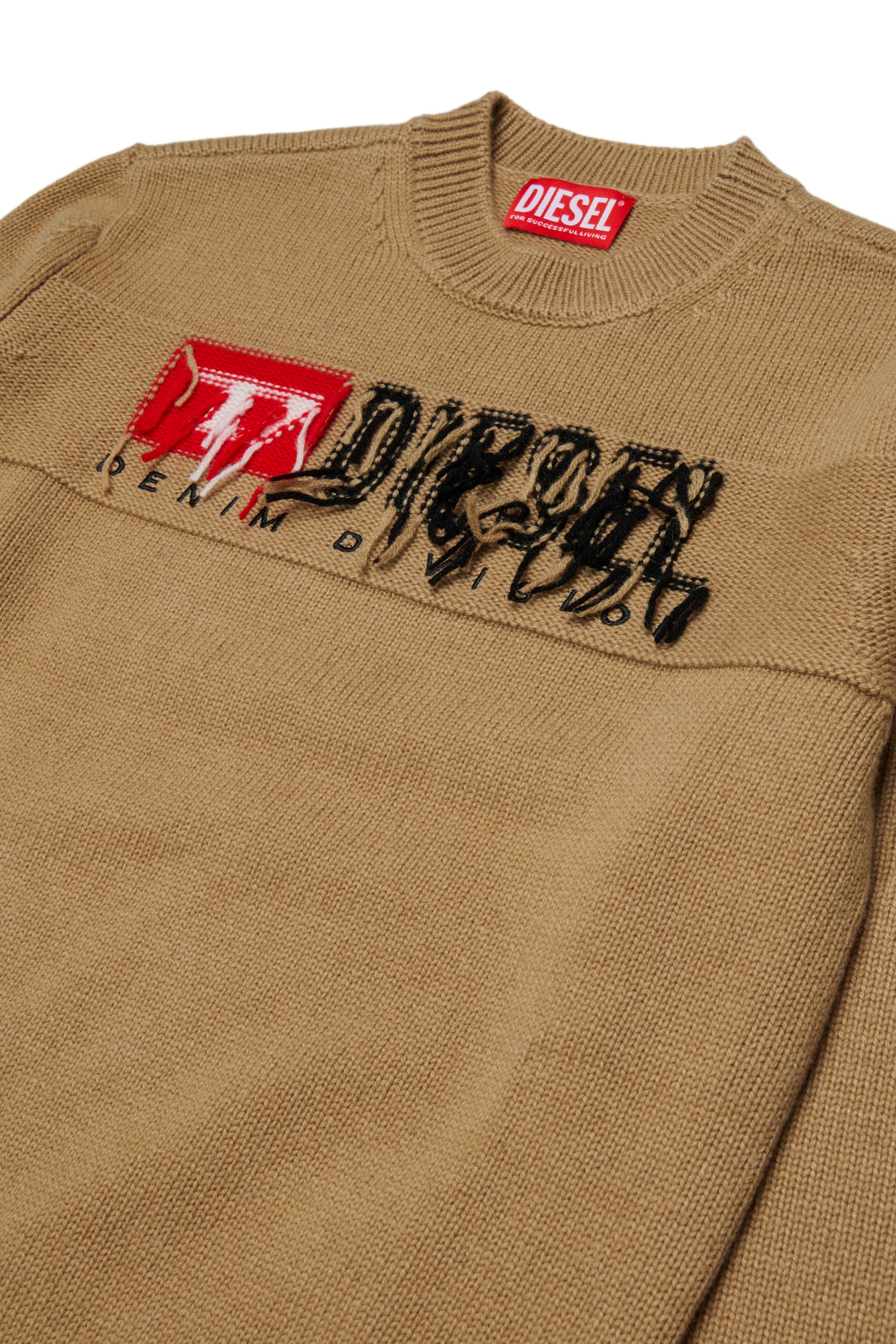 Diesel - KONZI OVER, Man's Cashmere-enriched jumper with destroyed logo in Brown - 3