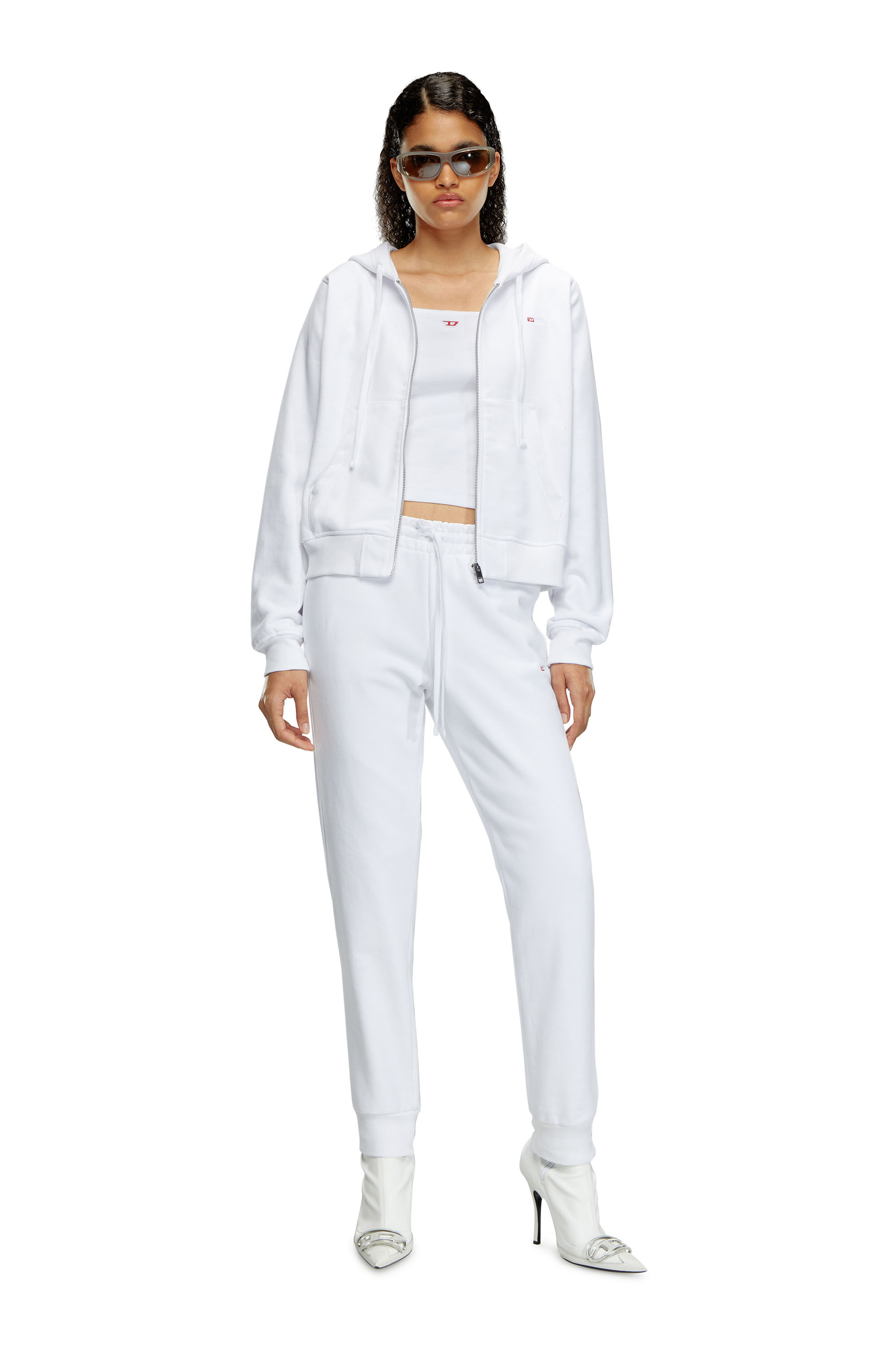 Diesel - F-REGGY-HOOD-ZIP-MICRODIV, Woman Hoodie with embroidered micro logo in White - Image 2