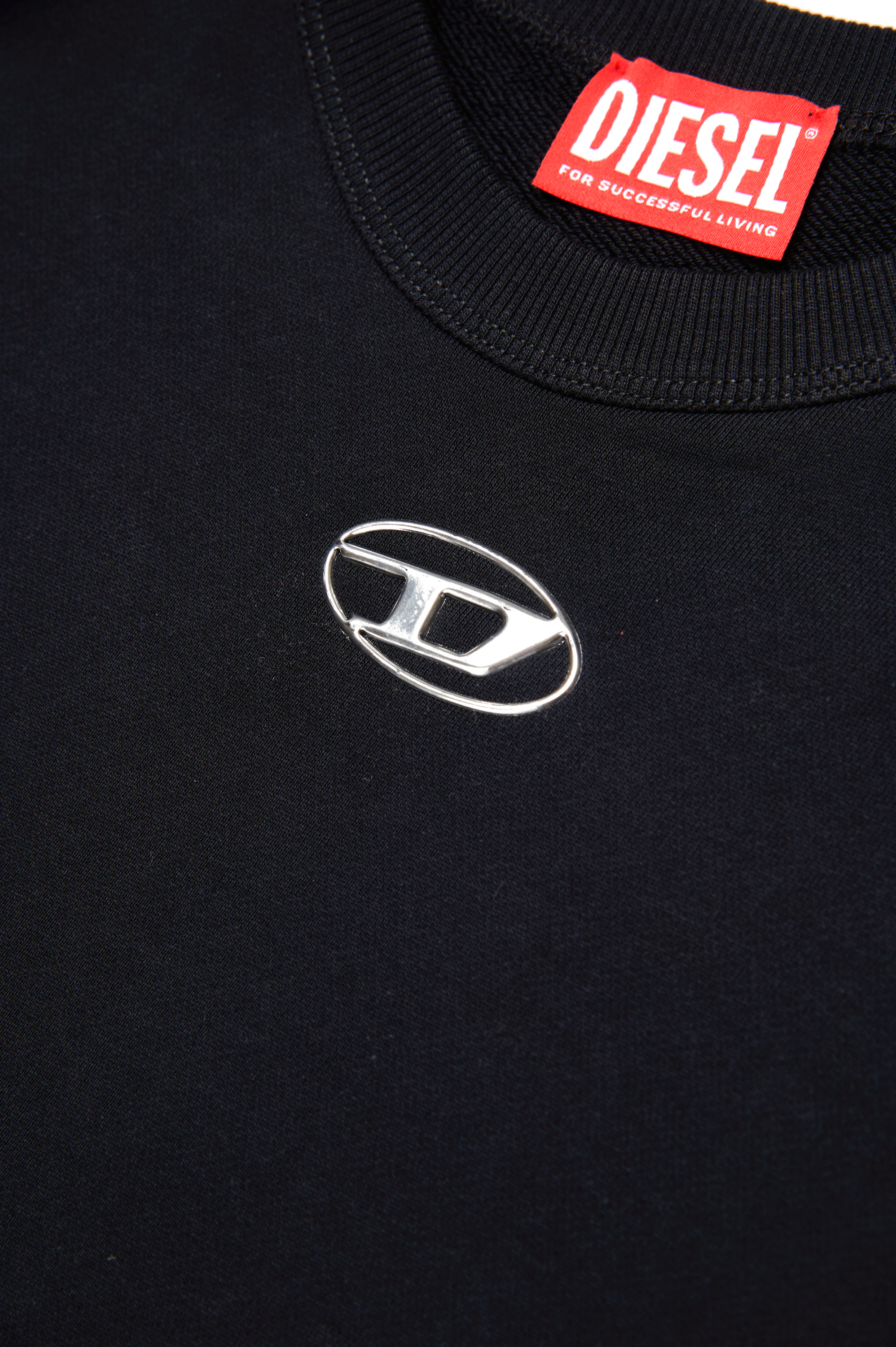 Diesel - SMACSISOD OVER, Man Sweatshirt with metal-look Oval D logo in Black - Image 4