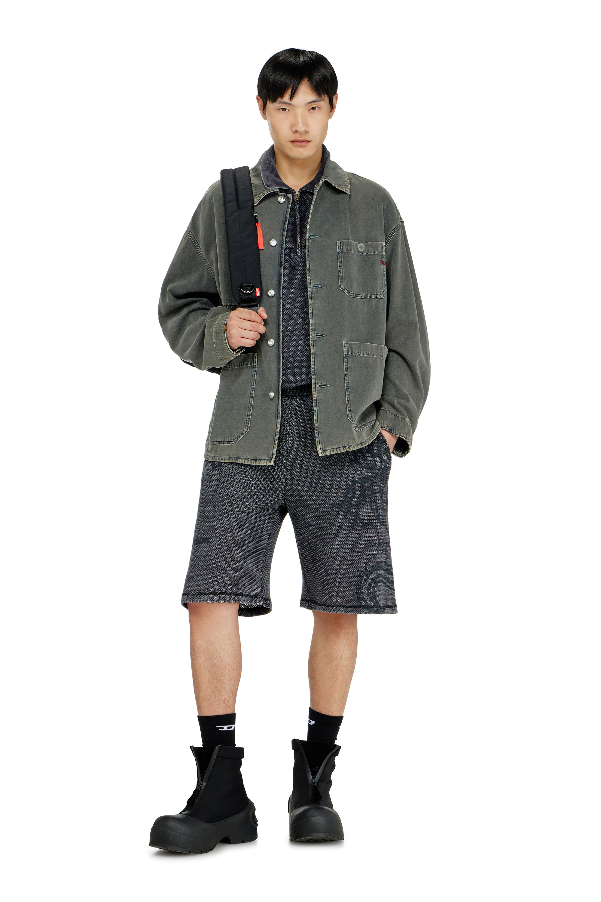 Diesel - P-ERRY, Man's Mesh cotton sweatshorts with prints in null - 1