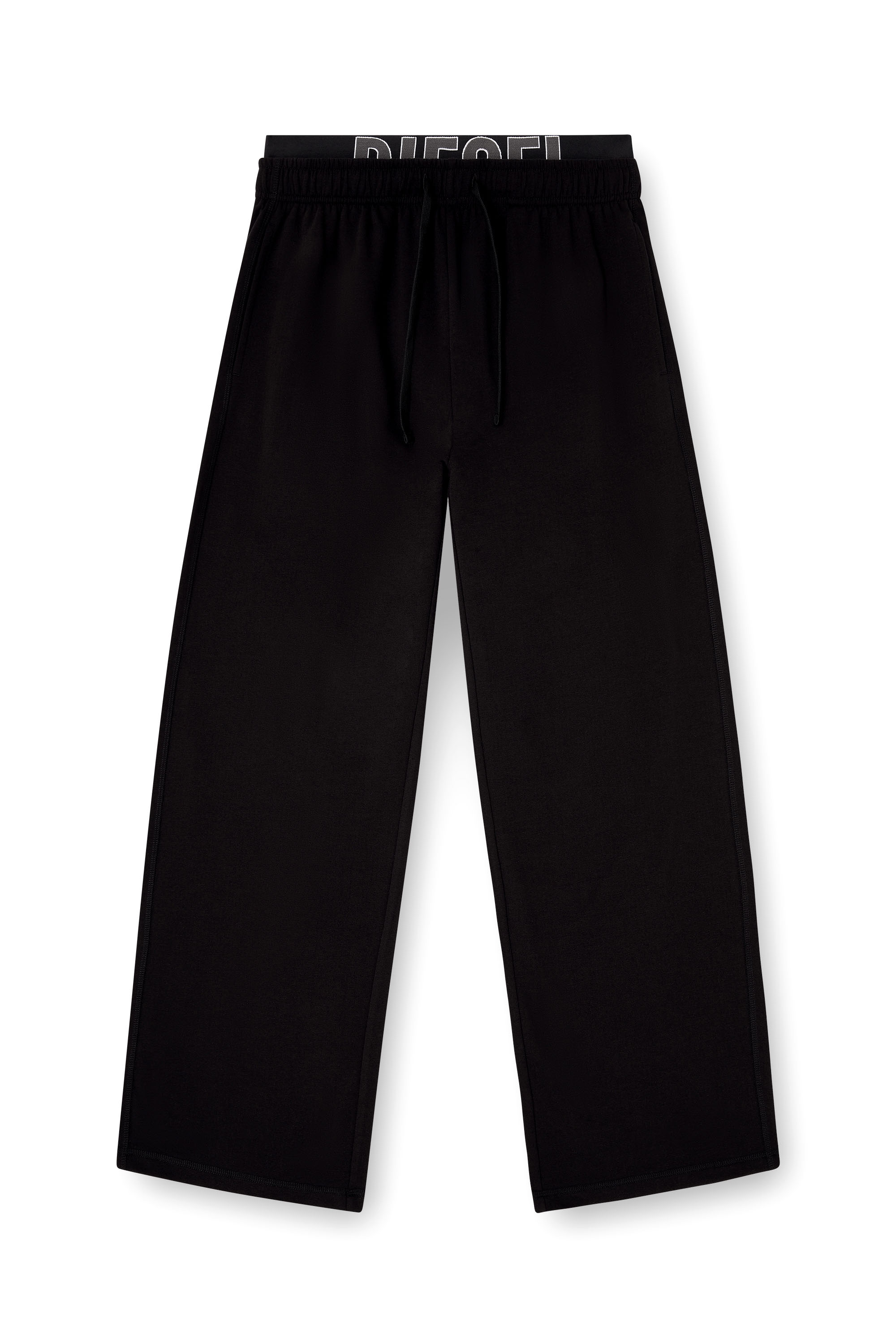 Diesel - BRADLEY-D-POP, Man's Logo-waistband lounge pants in cotton terry in Black - 4