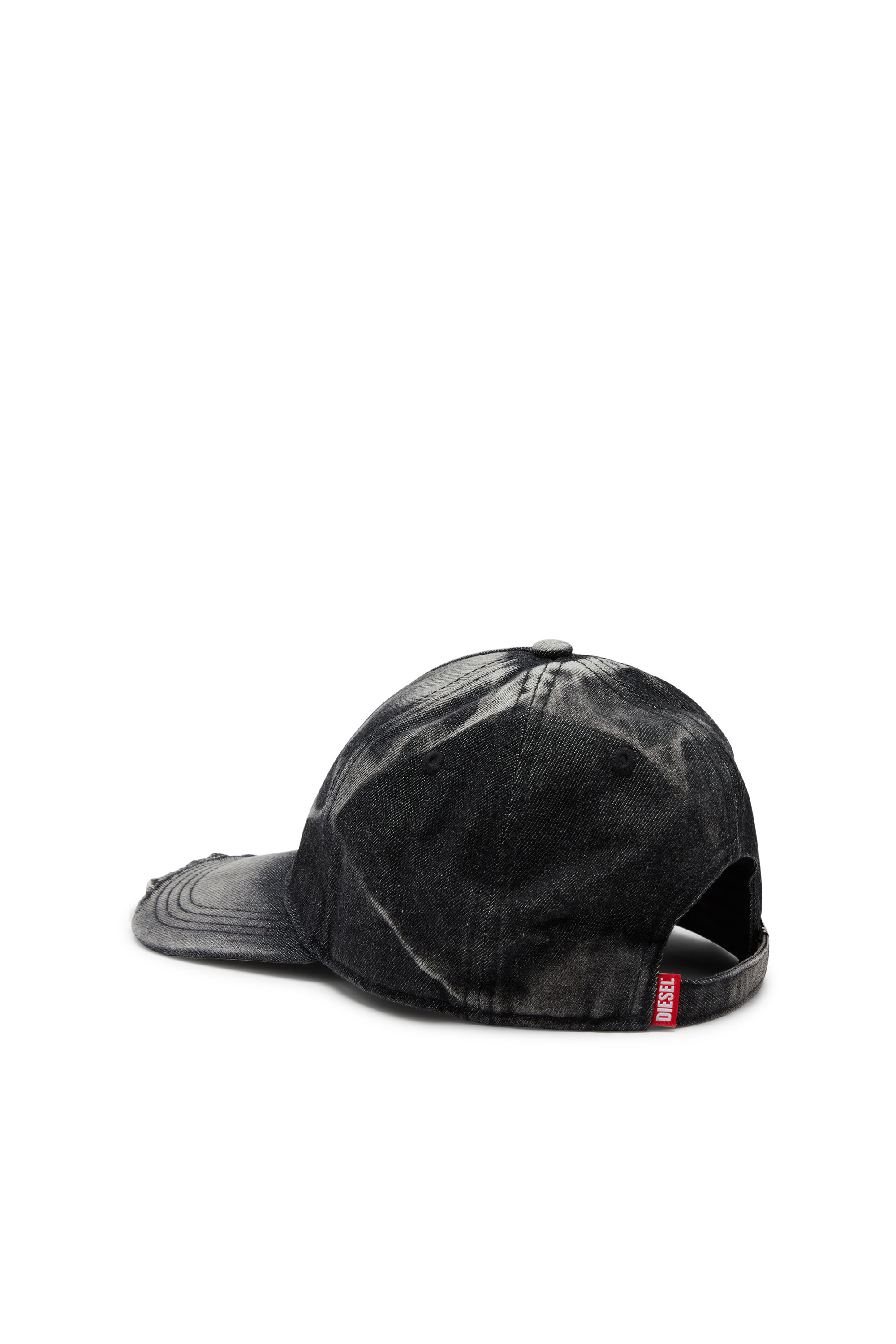 Diesel - C-SEYMON-BLACK, Man's Baseball cap in destroyed denim in Black - 2