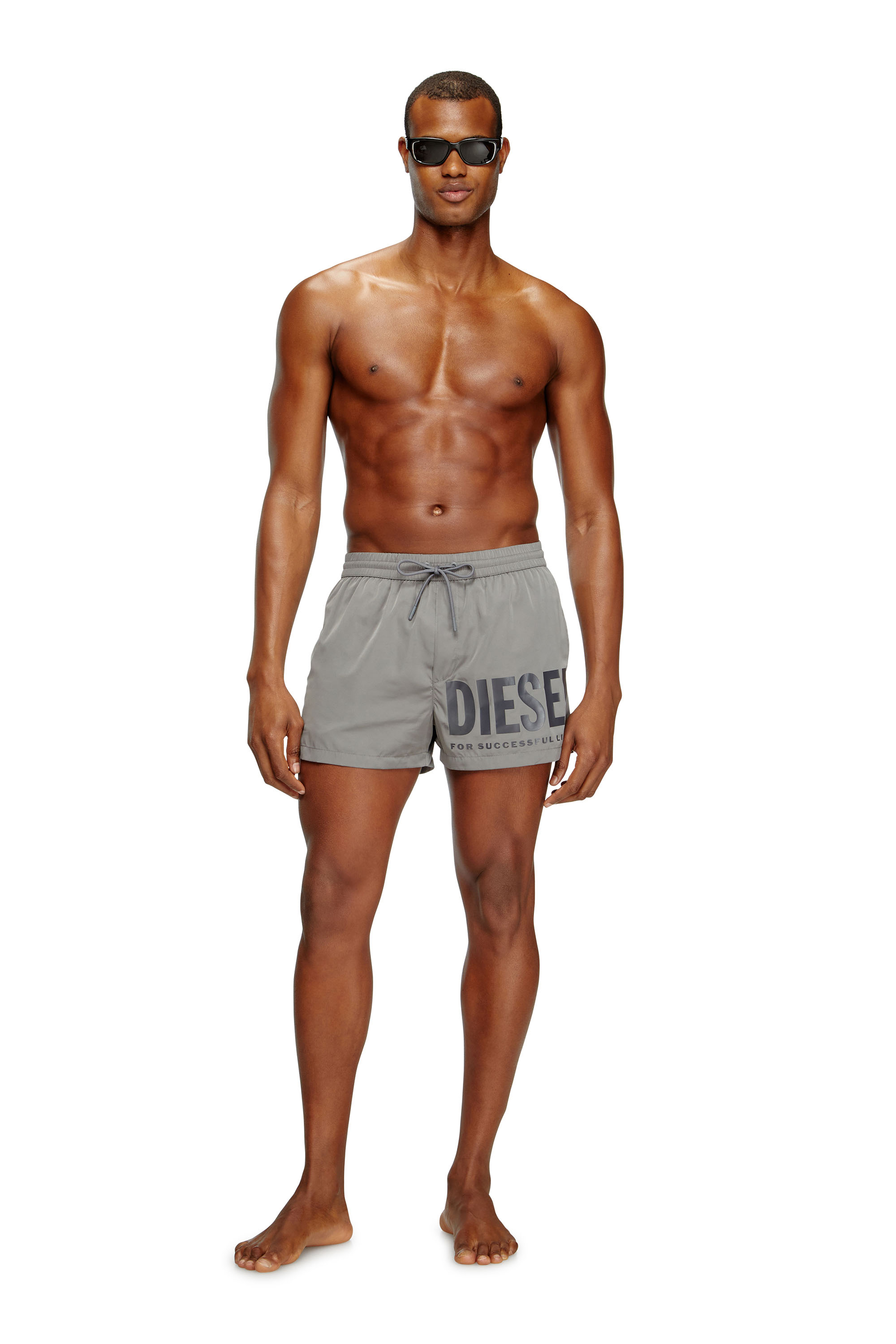 Diesel - MARIO-34-D-CORE, Man's Swim shorts with logo print in Grey - 1