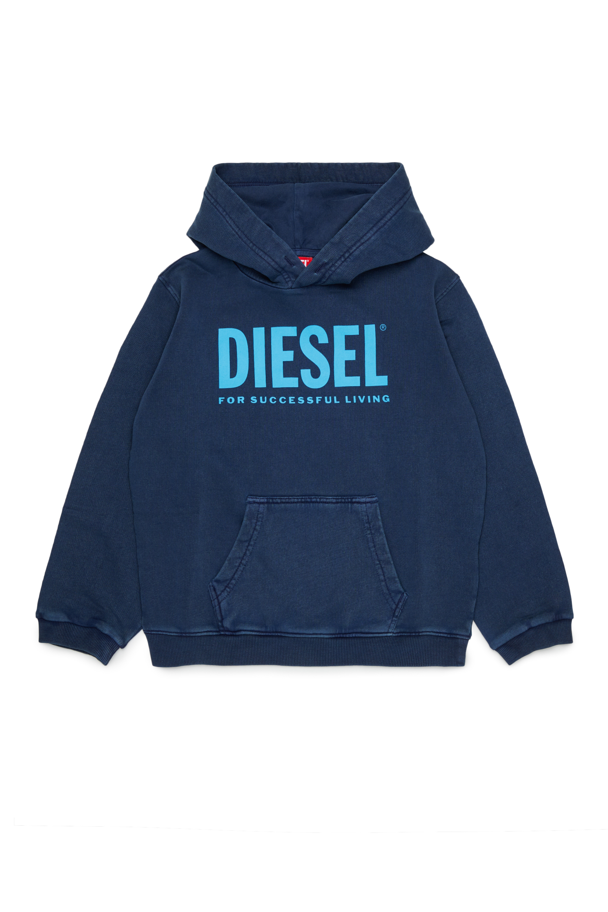 Diesel - STISEL OVER, Man's Hoodie with maxi logo print in Dark Blue - 1
