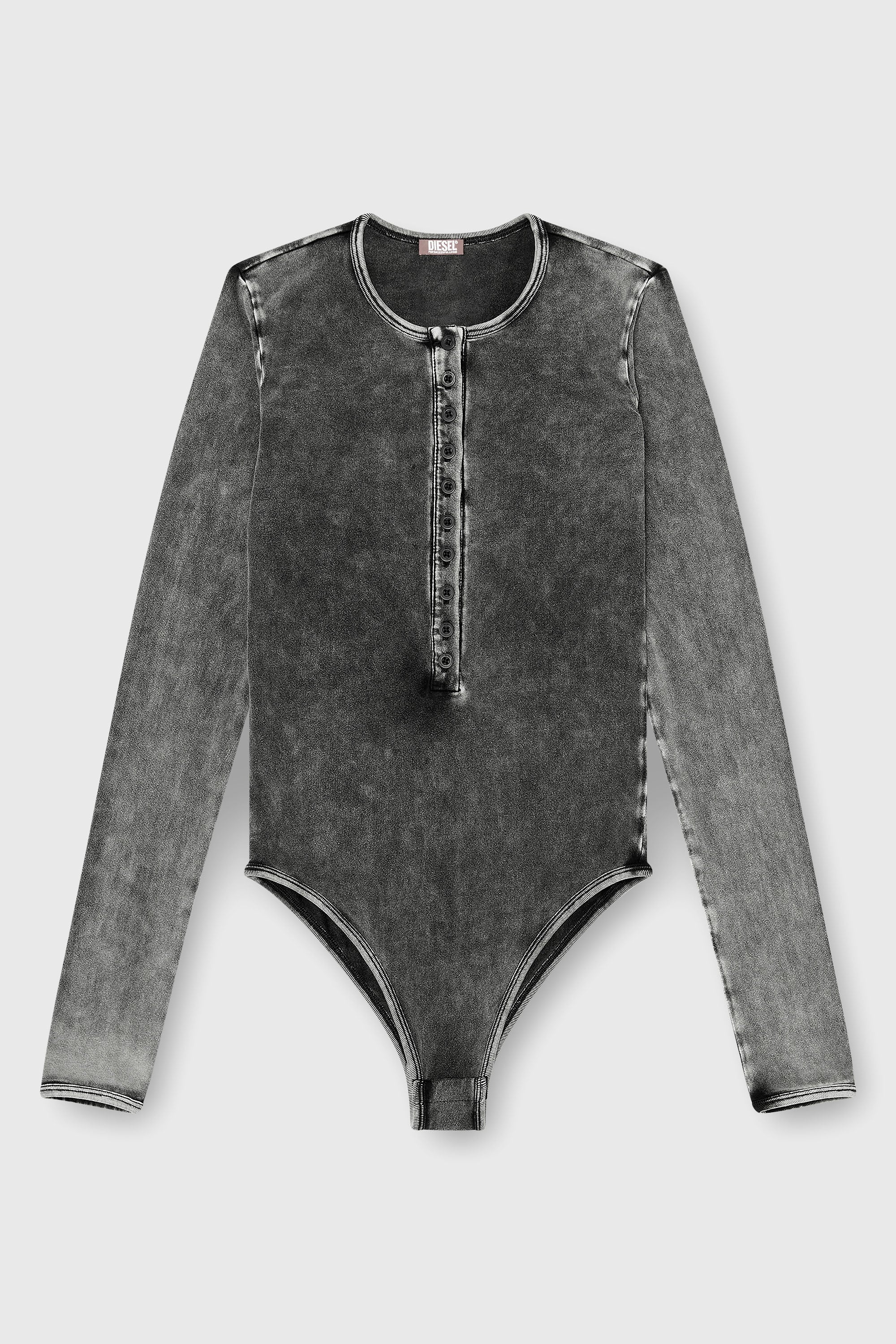 Diesel - FRESYA-DNM, Woman's Cotton bodysuit with buttoned front in Dark grey - 2