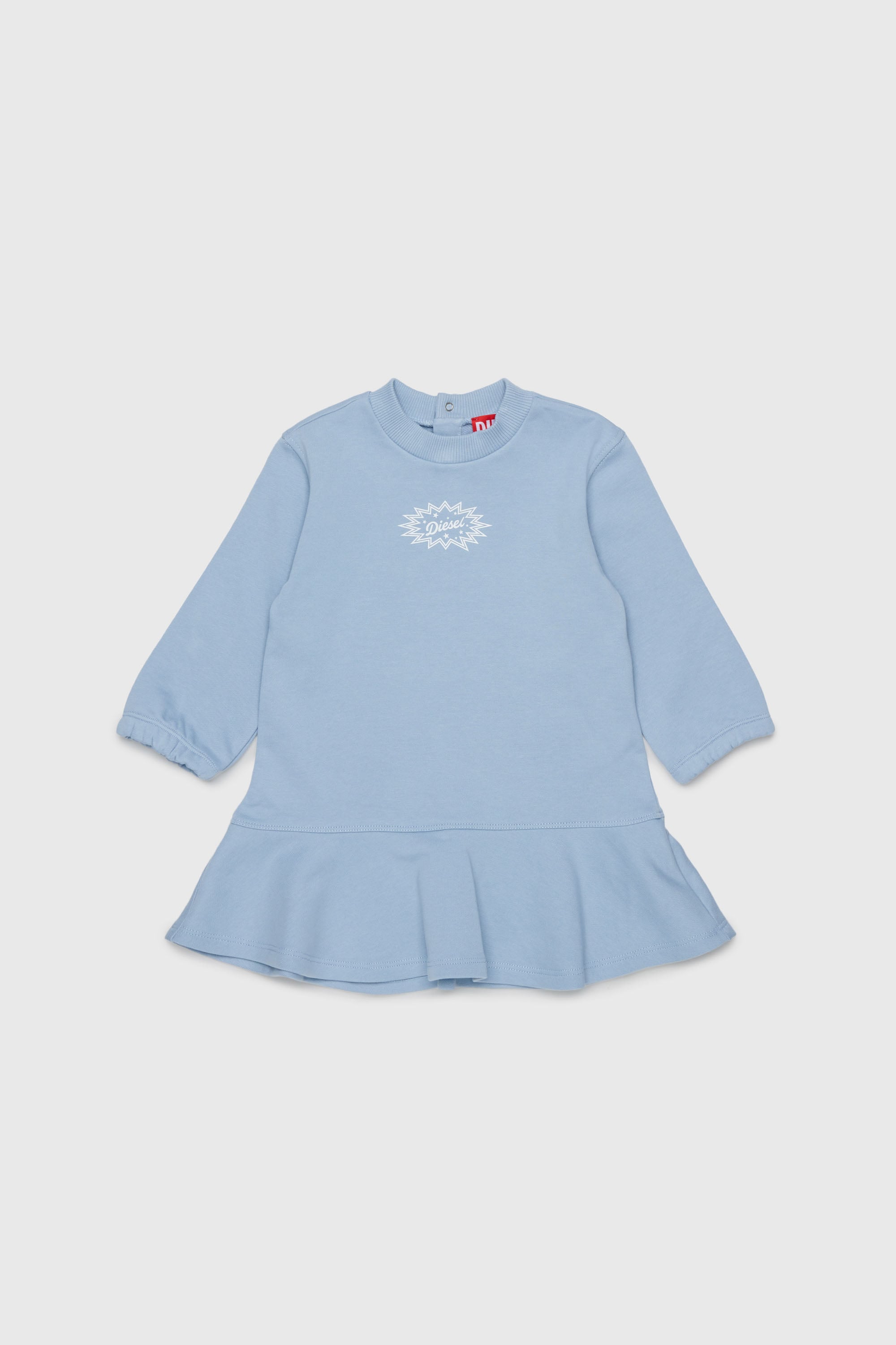 Diesel - DFUMB, Woman's Sweatshirt dress with ruffled hem in Light Blue - 2