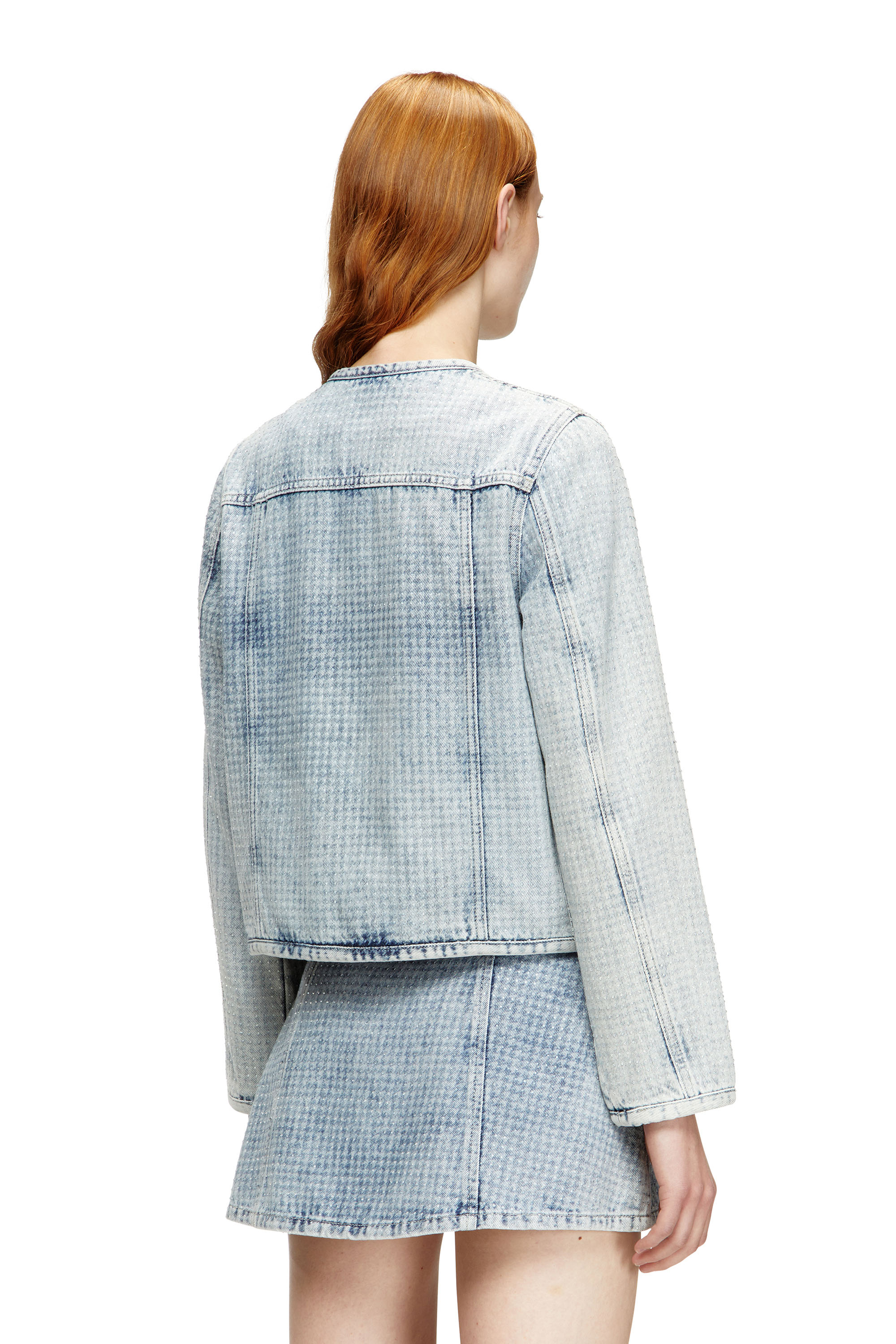 Diesel - DE-GRAFY-S, Woman's Jacket in graphic denim with crystals in Light Blue - 4